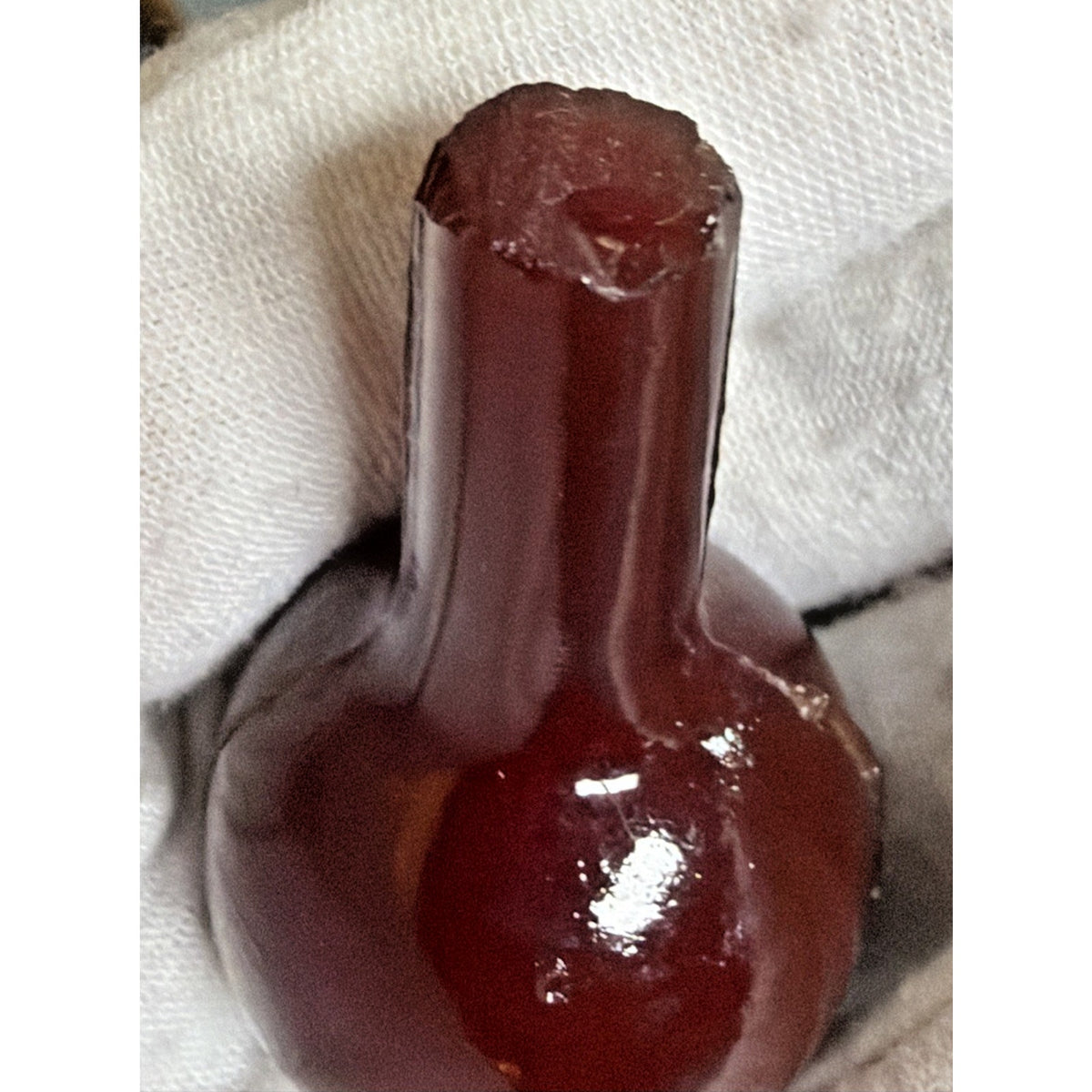 MCM Manganese Art Glass Ruby Red Perfume Bottle Stopper Dauber Italy As Is