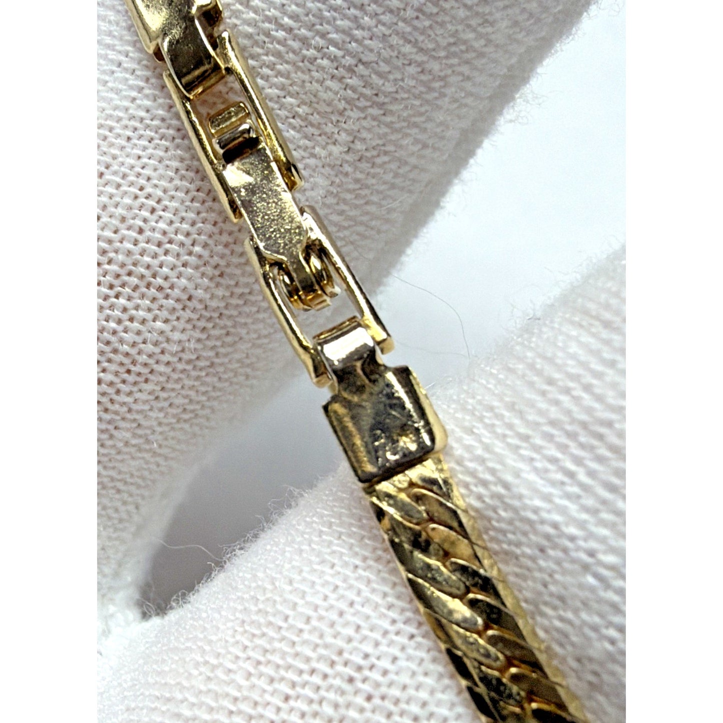 Vintage Gold Plate Herringbone Chain Bracelet Butterfly Clasp As Is