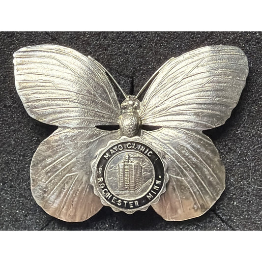Vintage Sterling Silver Butterfly Brooch Pin Mayo Clinic Rochester MN Pat Pend