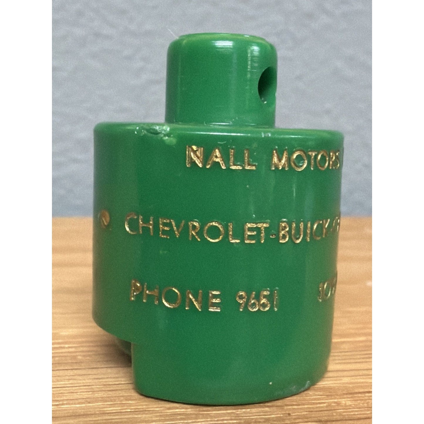 Vtg Figural Gas Can Keychain Advert Nail Motors Chev Buick Cadillac Iowa City