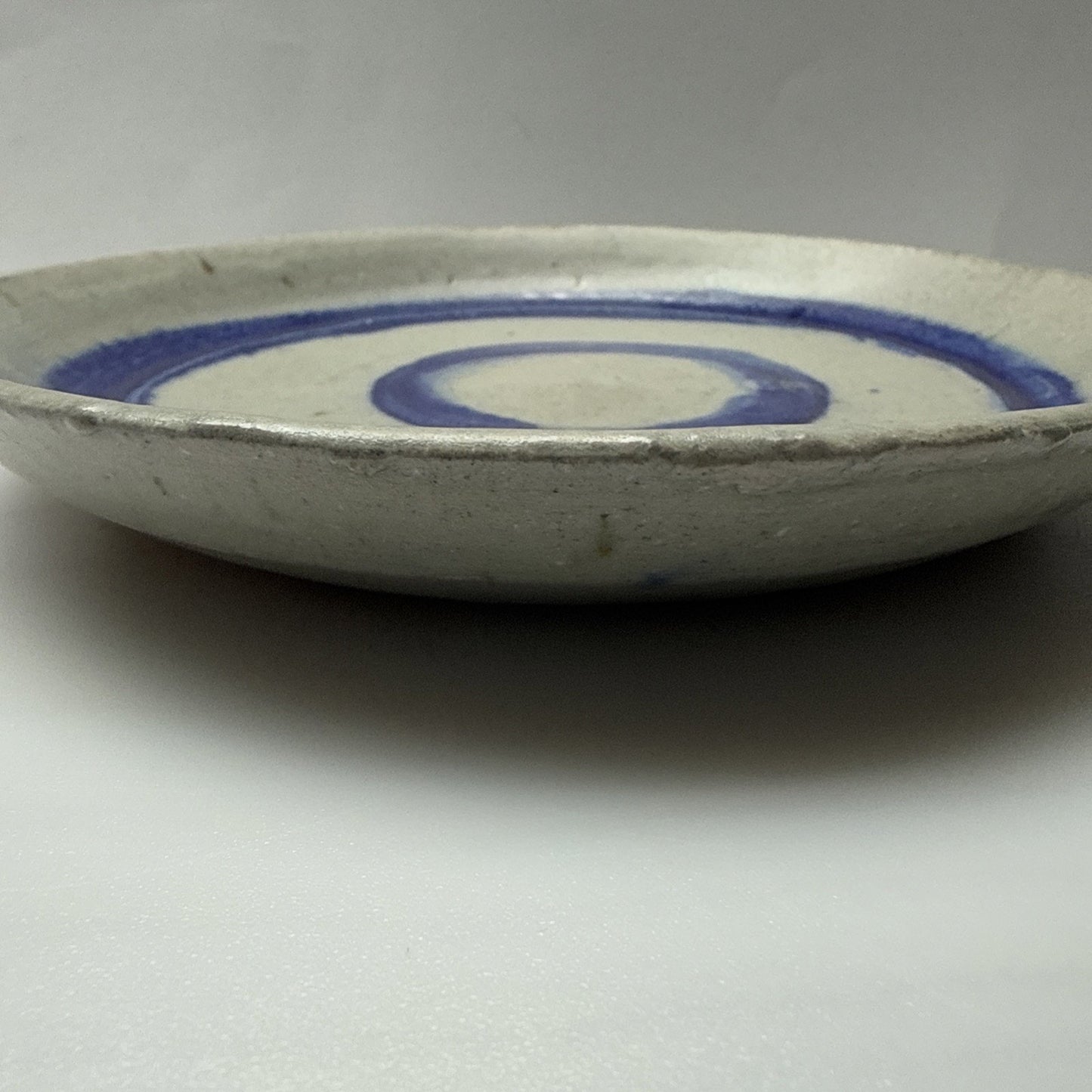 Vintage HMN Art Pottery Platter Plate Bowls Stoneware Blue Circles