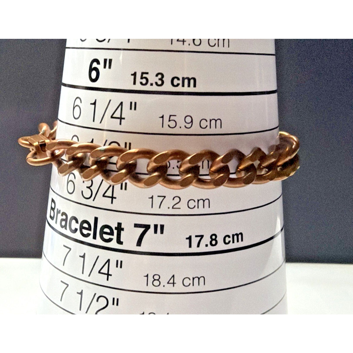 Vintage Copper Flat Cuban Curb Link Chain Bracelet