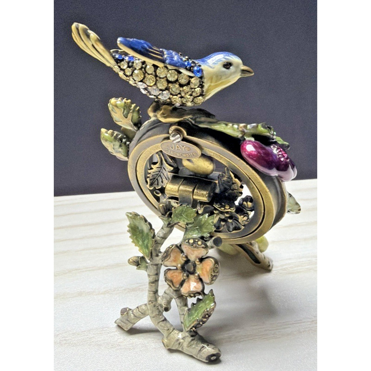 Jay Strongwater Skylar Mini Frame Bird Floral Enamel Swarovski Crystal As Is