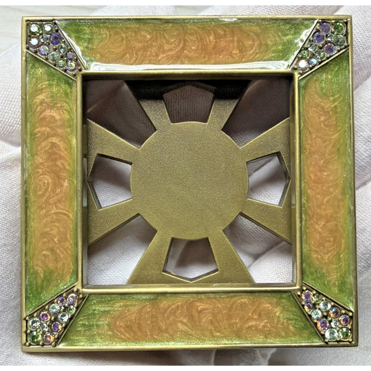 Jay Strongwater Leland Pave Corner Picture Frame Frame Swarovski Crystal Enamel