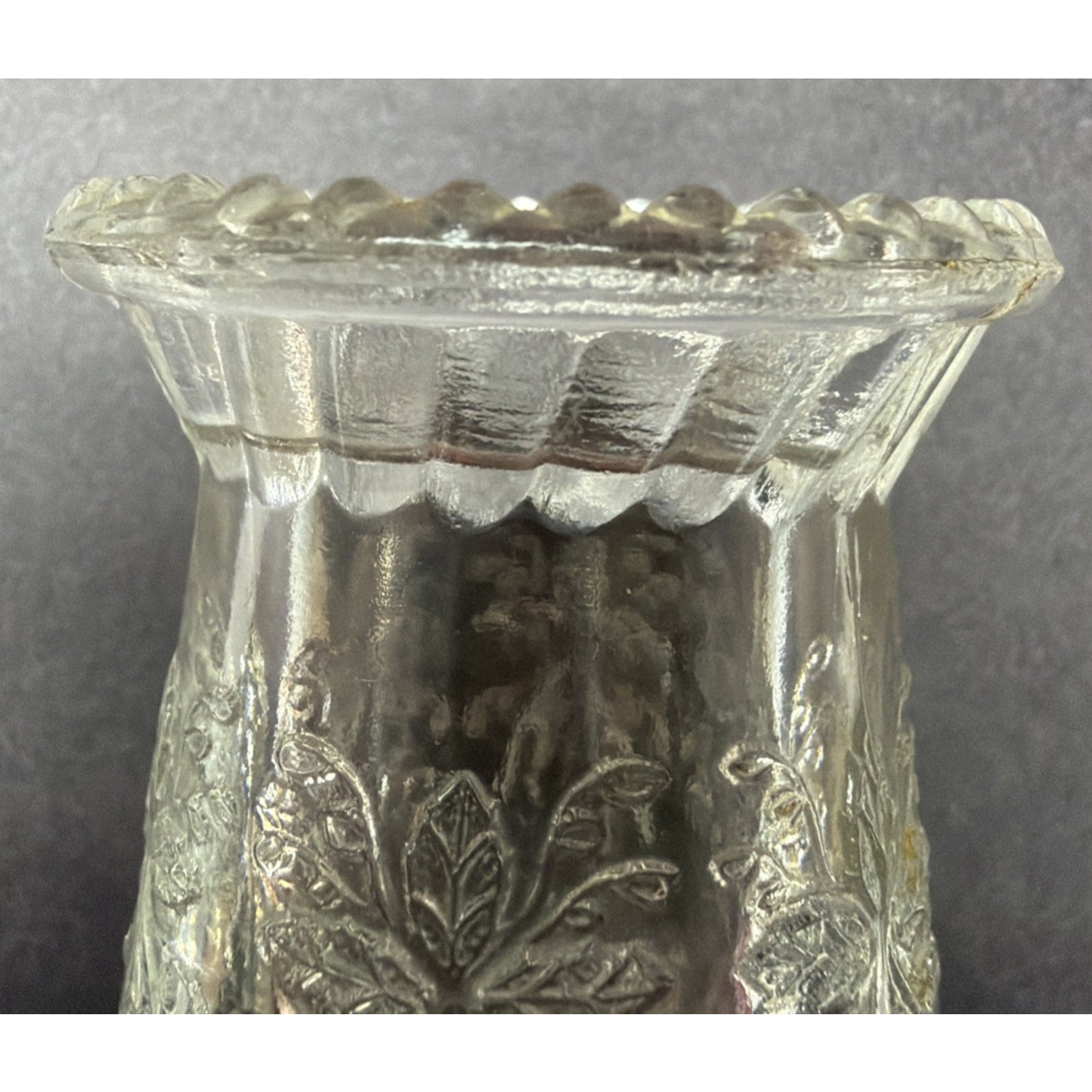 EAPG DC Jenkins Kokomo Glass Three Fruit Toothpick Match Stick Holder Glows