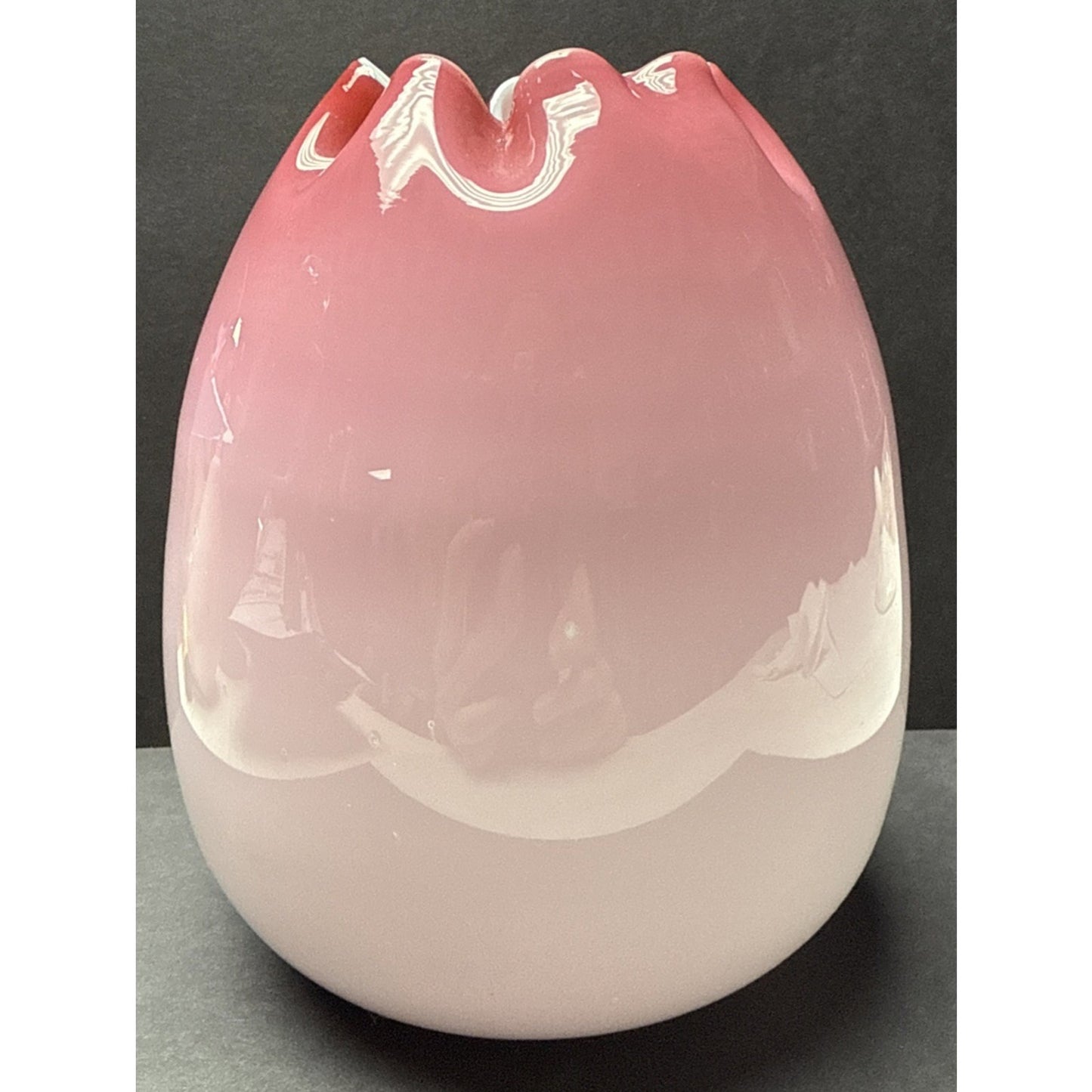 Victorian Stevens Williams Cased Peachblow Vase Crimped Edge Melon