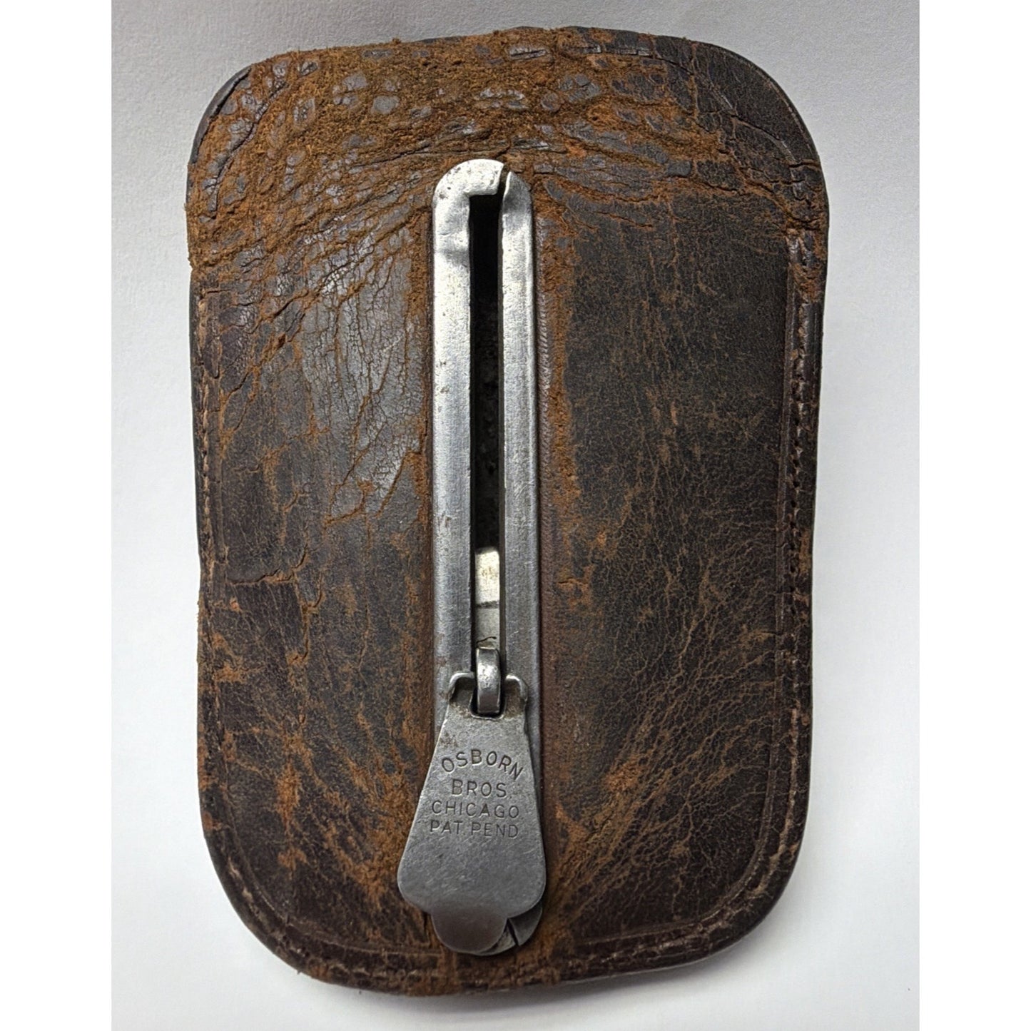 Old Osborn Bros Pat Pend Leather Sliding Key Pouch Steel Hooks As Is Read