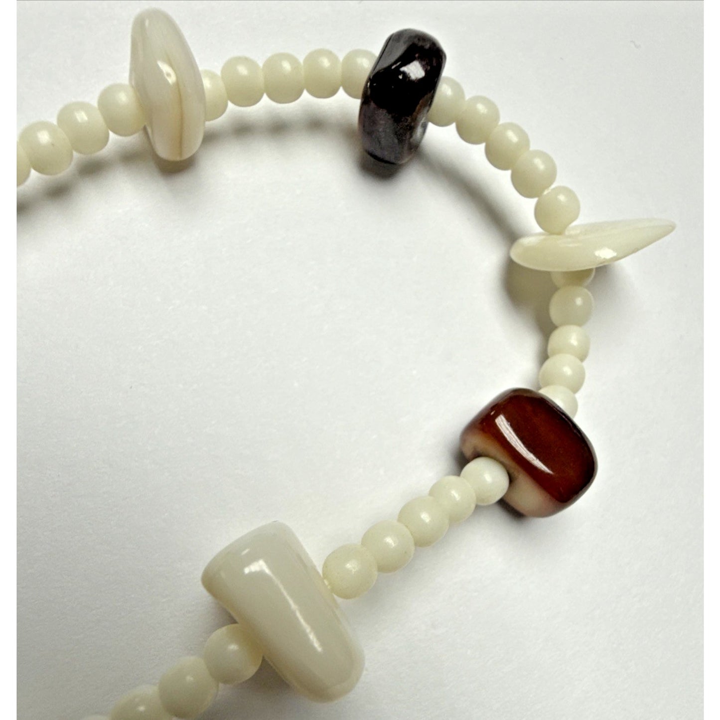 Vintage Mother of Pearl Strand Necklace Beaded Tags