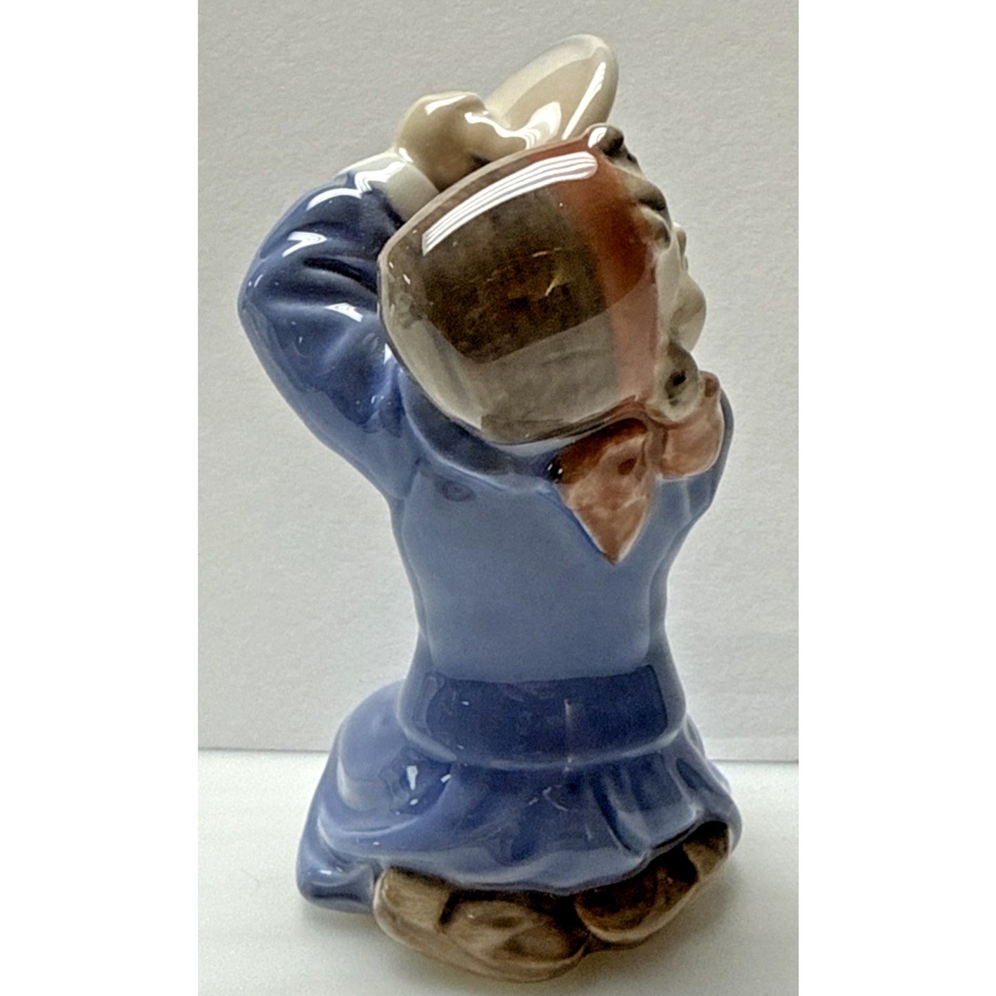 Vintage Royal Copenhagen Figurine 3677 Girl Pot Cover Cymbals Porcelain Blue