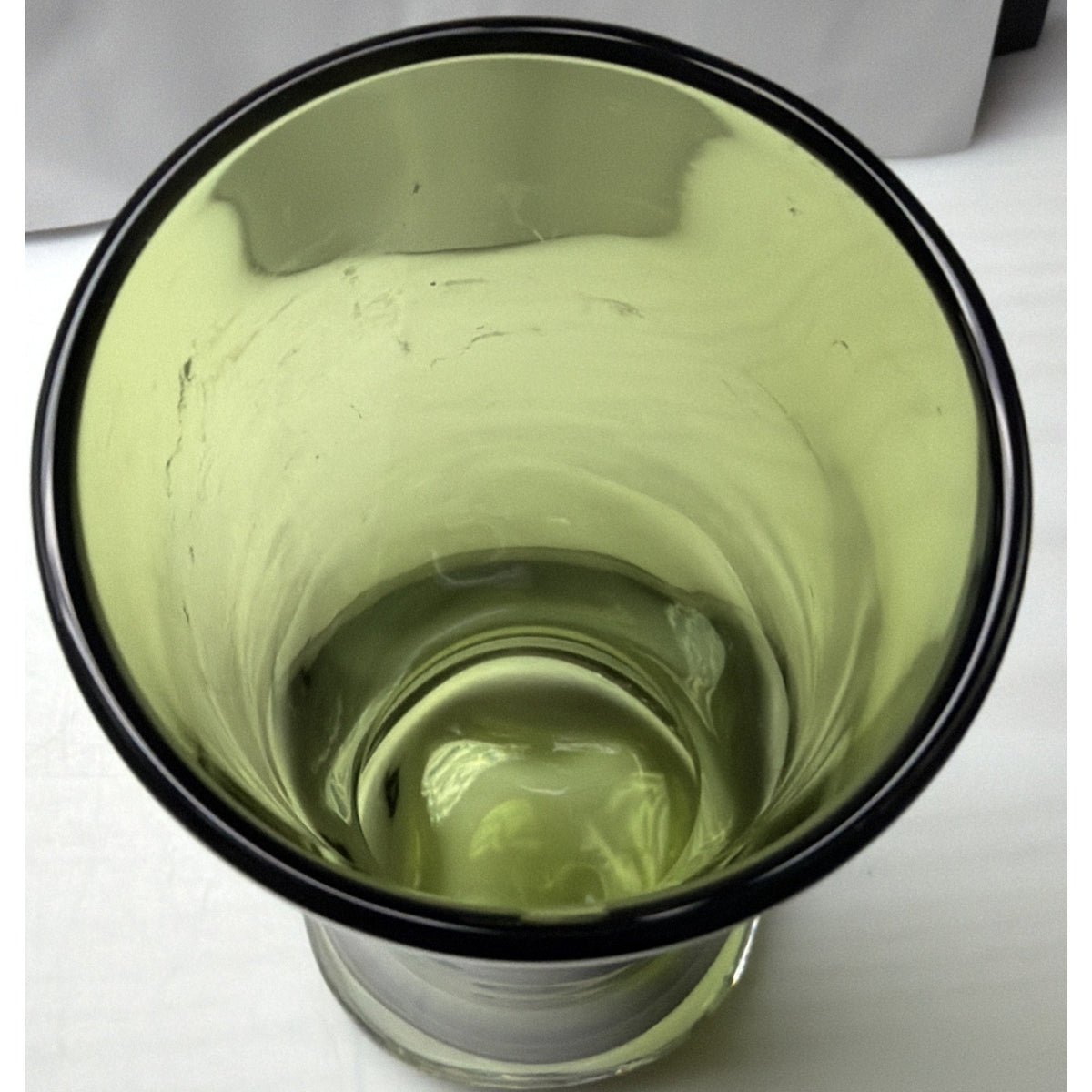 MCM Iittala Finland Anna Olive Green Glass Vase Jorma Vennola As Is Read