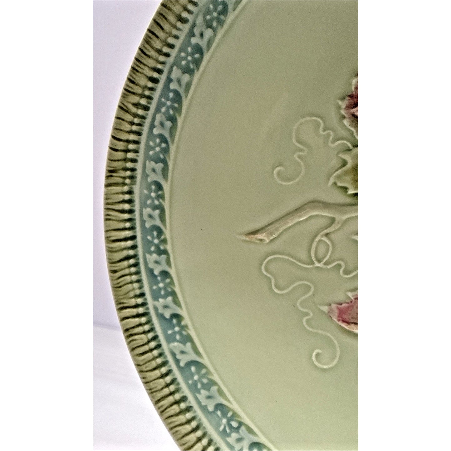 Old Zell Harmersbach Majolica Germany Grapes Leaves Hand Painted Green #114