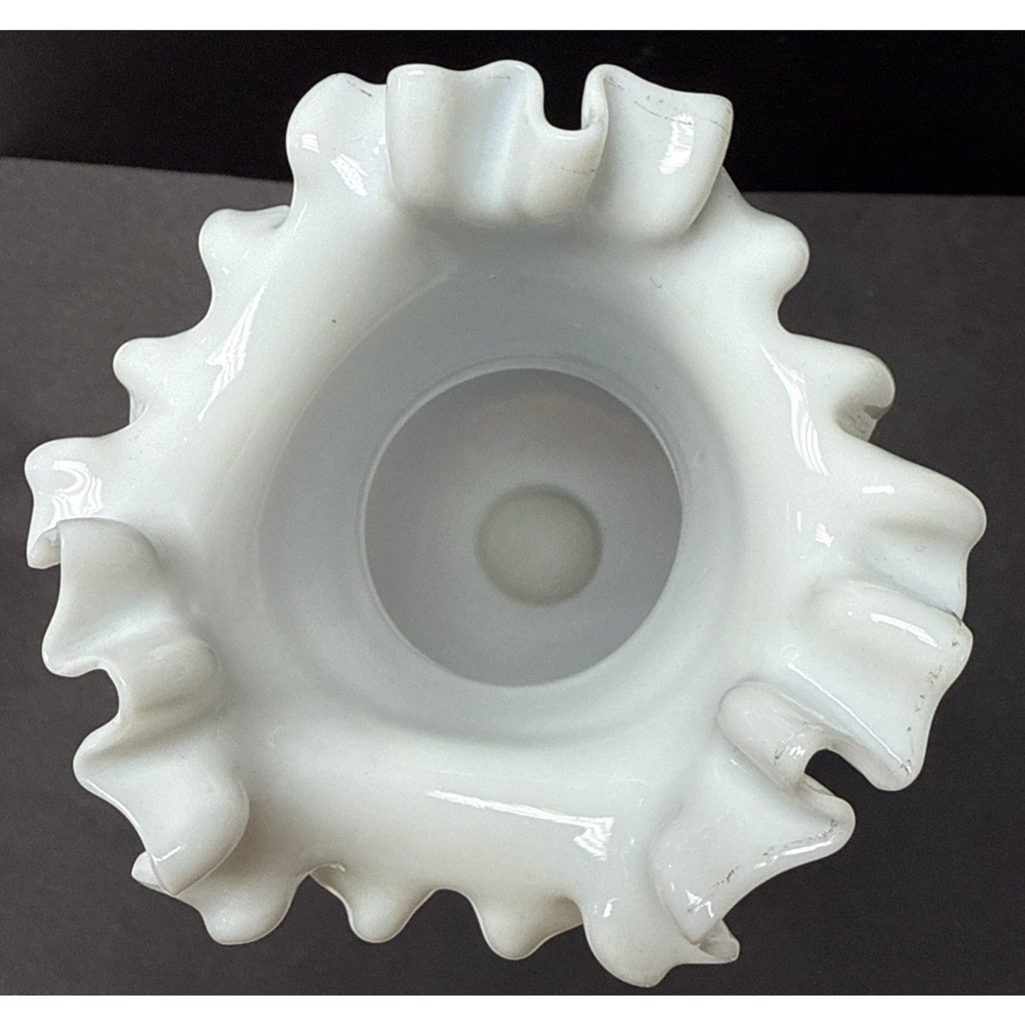 Victorian Lot of 3 Peachblow Glass Crimped Rim Pink White Vases As-Is