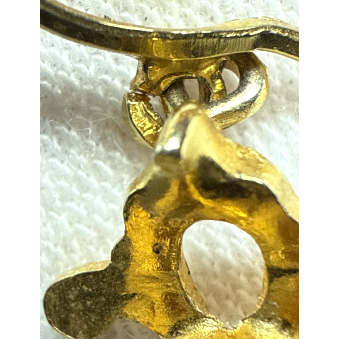 Vintage Austria Clip On Earrings Dangle Rhinestone Clear Brown Angel