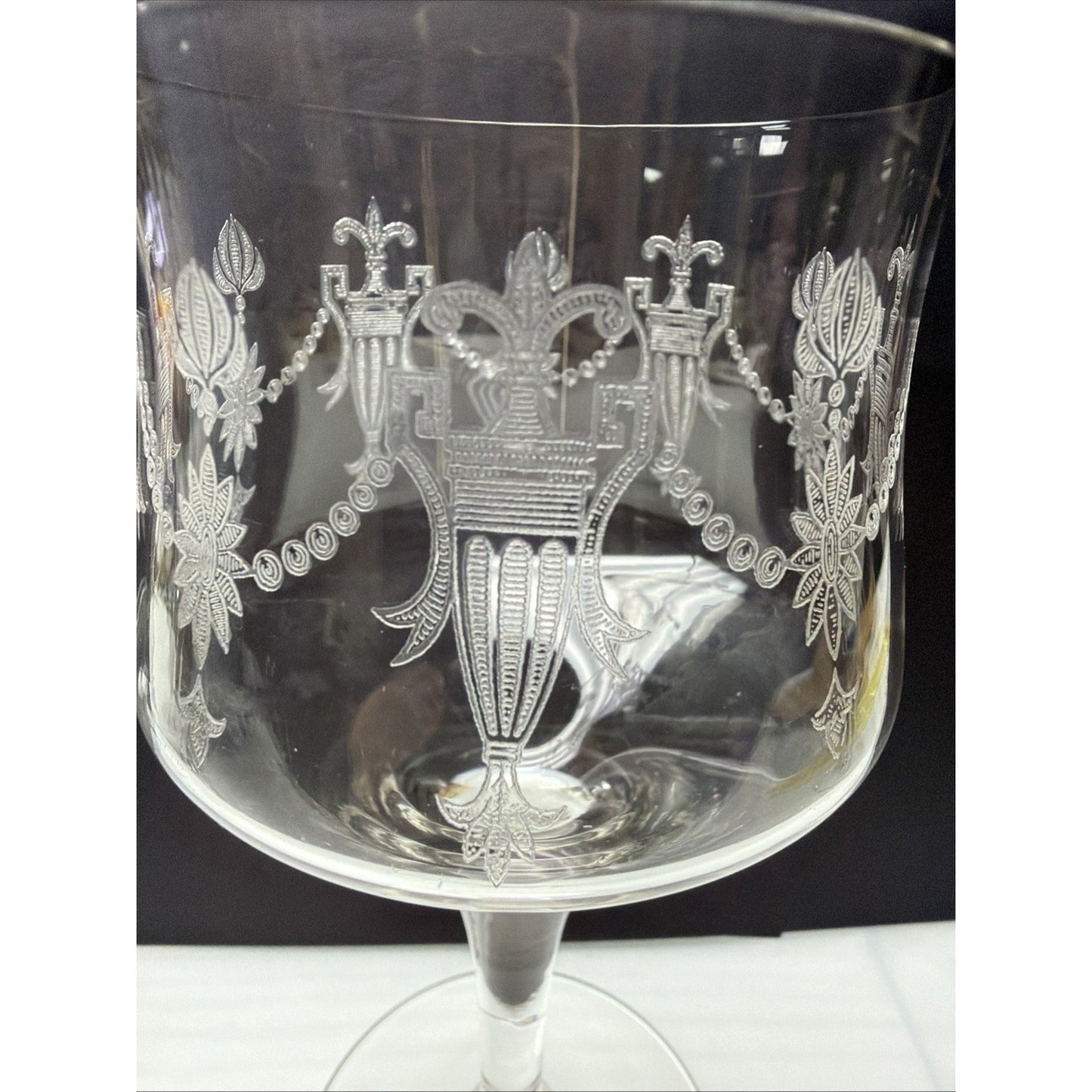 Vintage Lot of 4 Morgantown Glass 7589 Richmond Etched Water Goblet Stemware