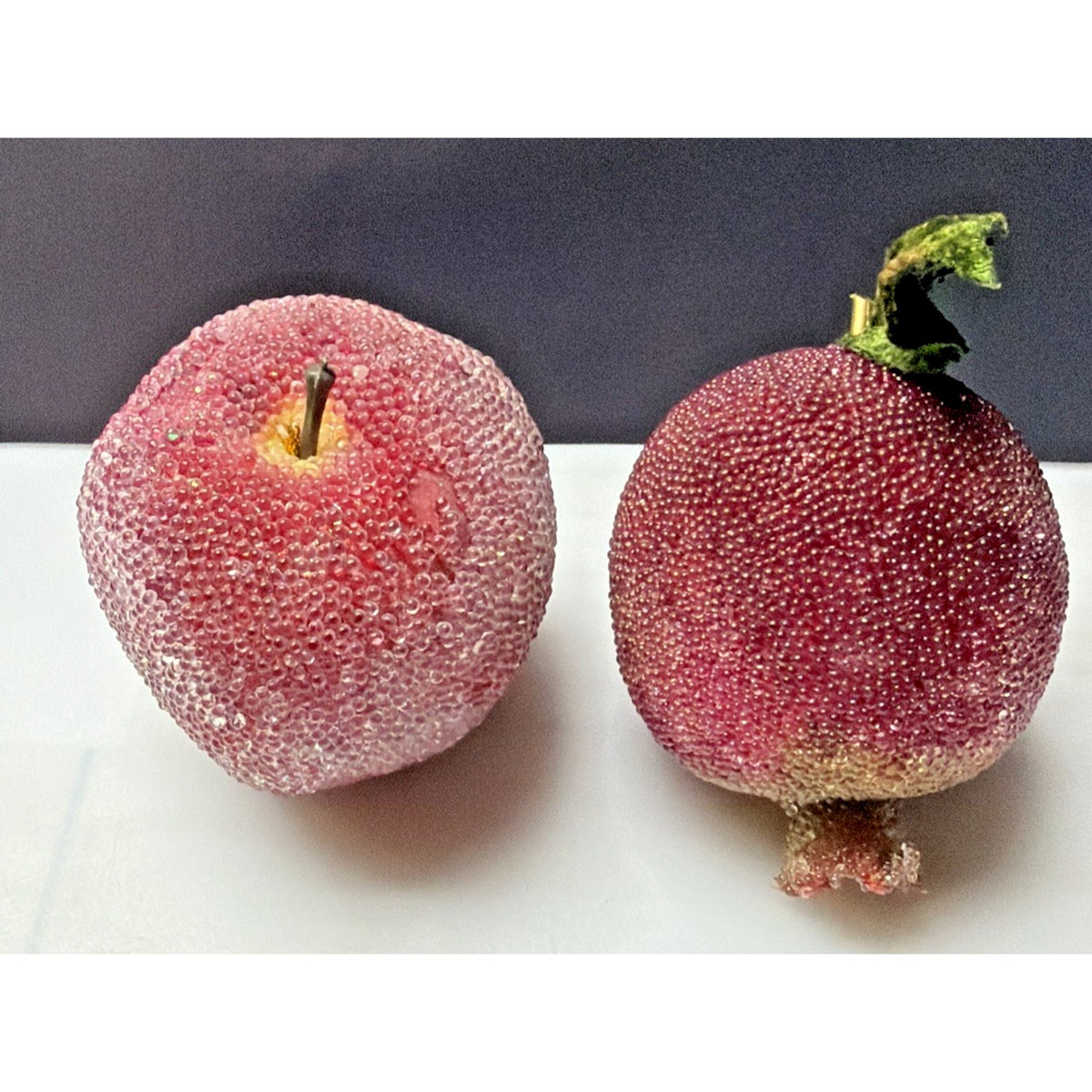 Vintage Lot of 6 Glass Beaded Fruit Apple Pear Pomegranate As Is
