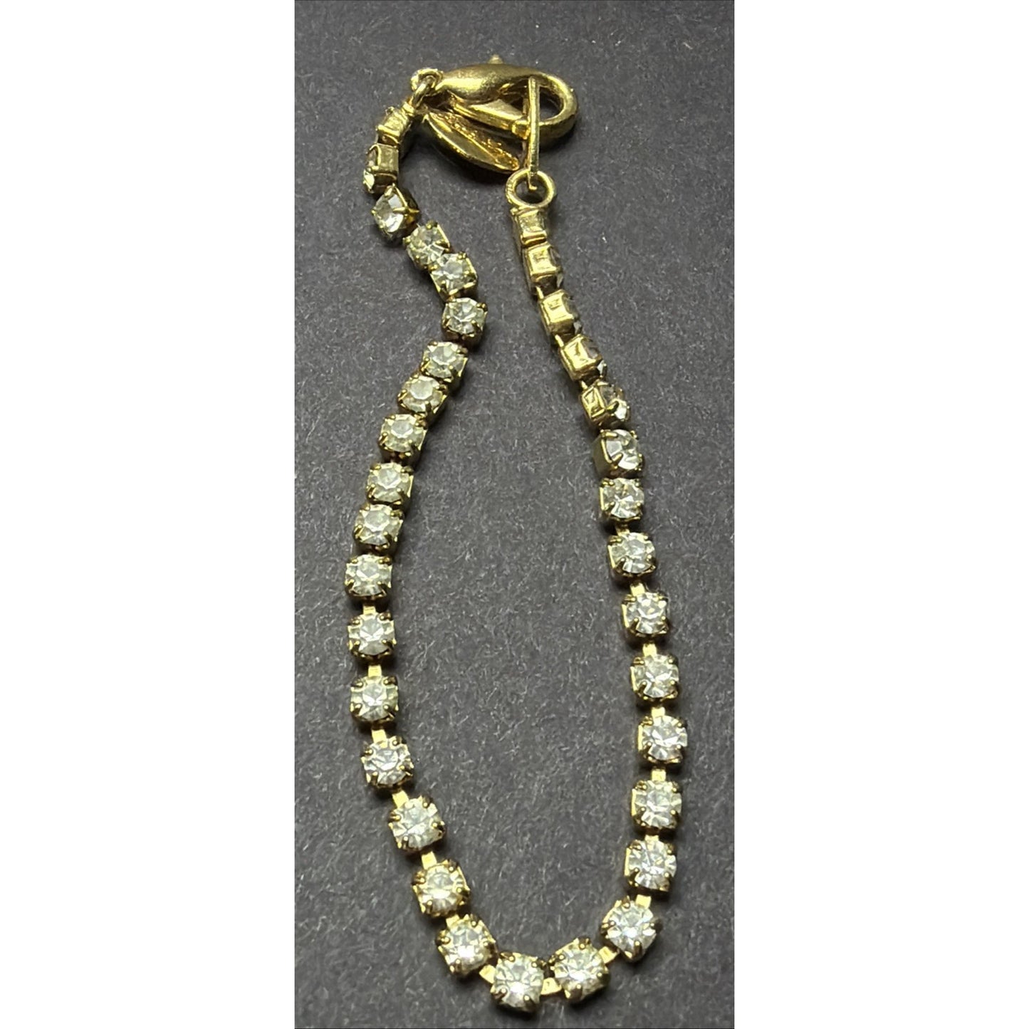 Vintage Park Lane Gold Tone Faceted Rhinestone Tennis Bracelet 7.25”