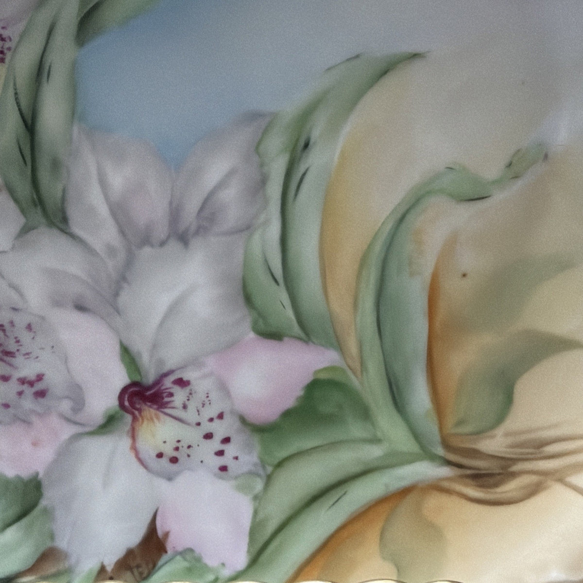 Antique Rosenthal Bavaria Hand Painted Lily Flower Plate Signed Gates Pink Green