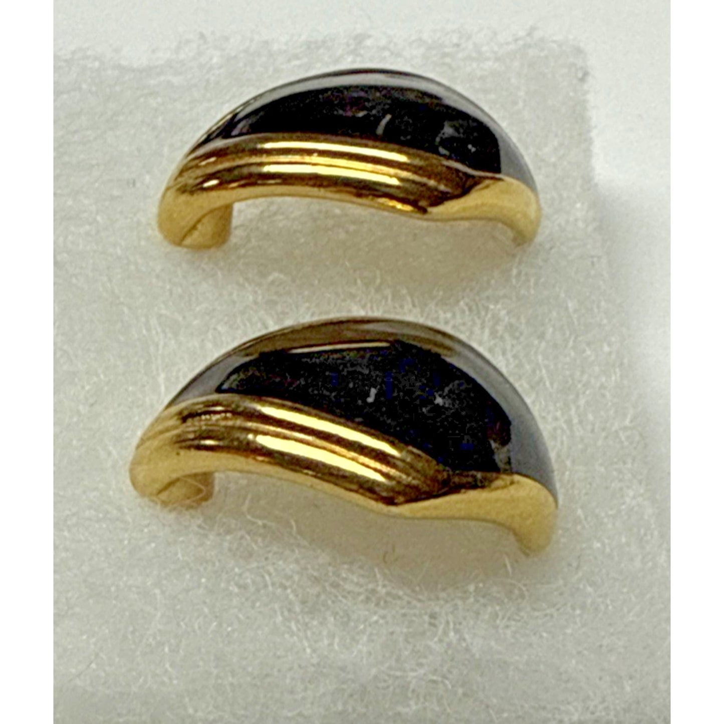 Vintage Monet Gold Tone Black Enamel Kite Shaped Earrings