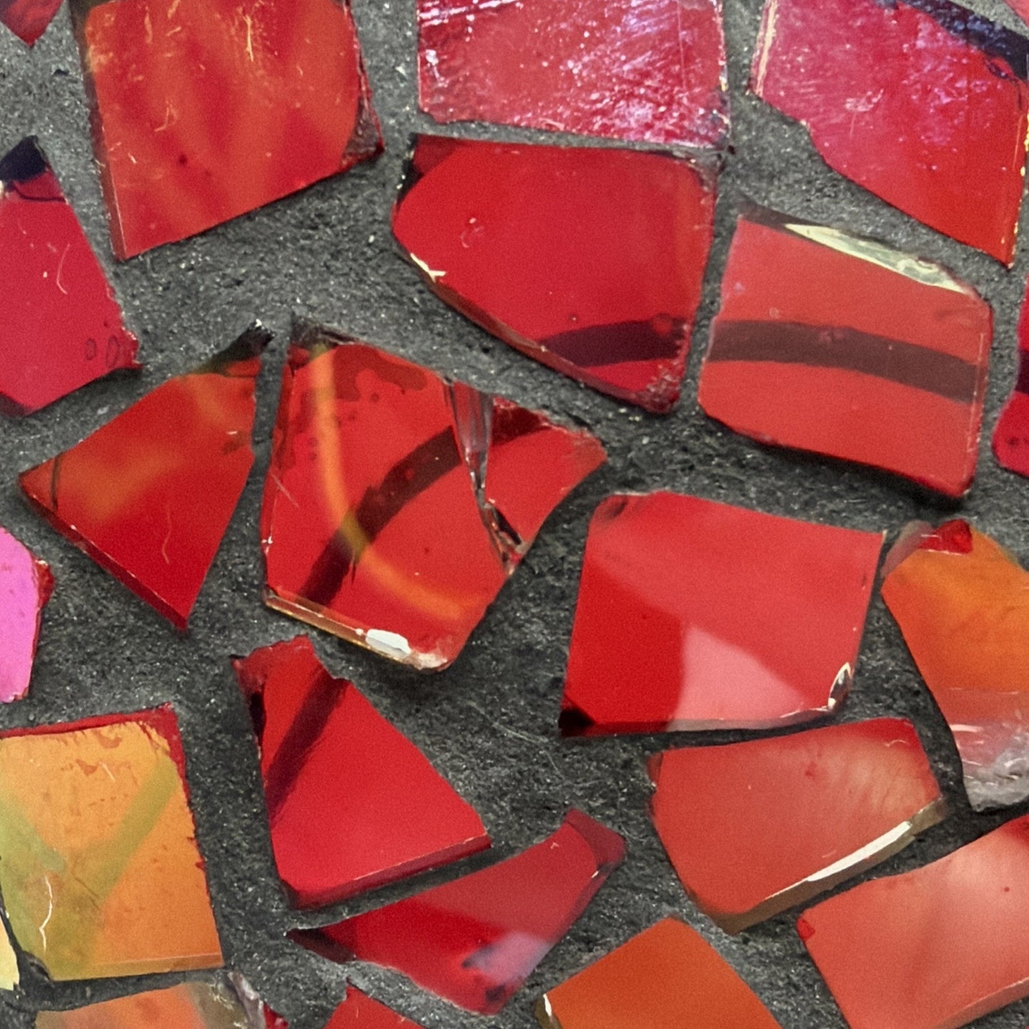 Vintage Mosaic Stained Glass Artisanal Heart Tile Paperweight Clear Bottom