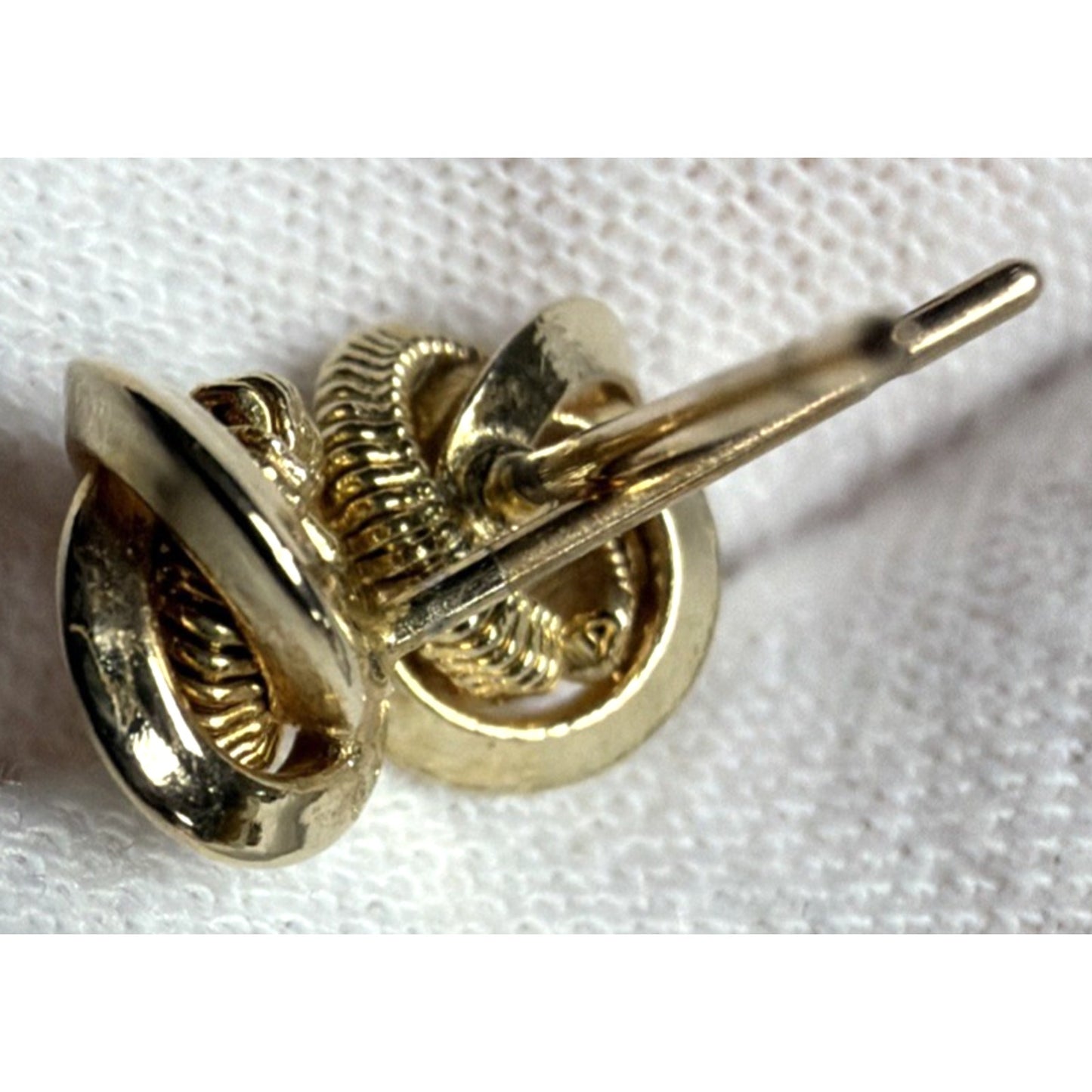 Vintage Gold Plate Love Knot Earrings Textured Smooth Twisted Rope Stud Post