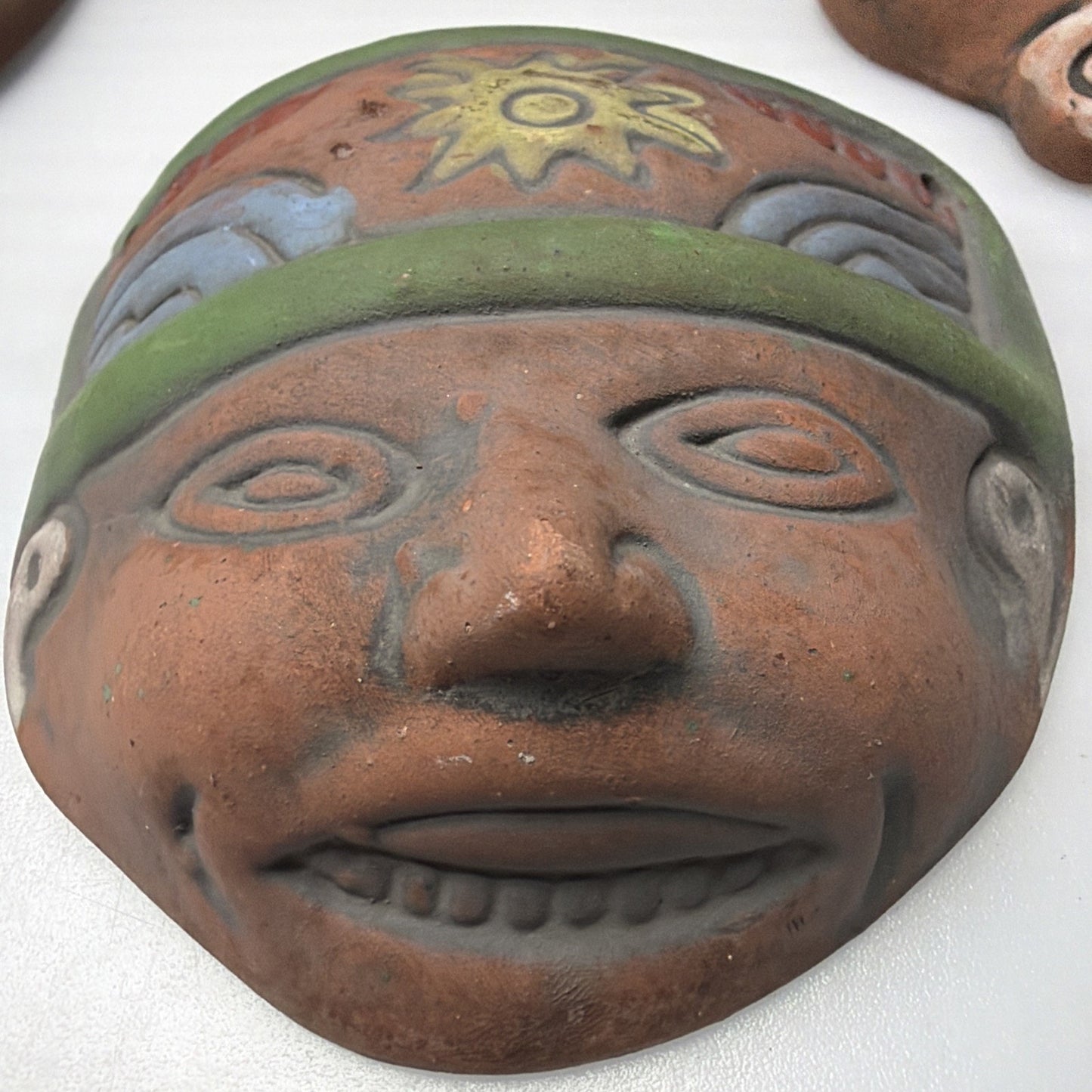 Vintage Lot of 3 Mesoamerican Terracotta Clay Mayan Aztec Warrior Wall Masks