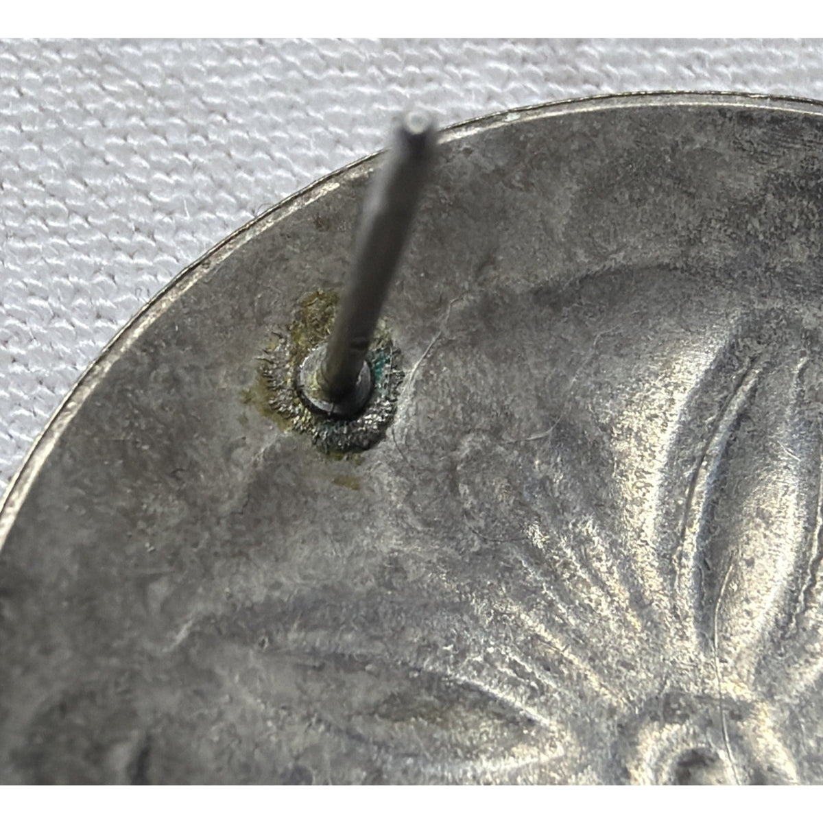 Vintage Native American Nickel Silver Stamped Concho Earrings Round Dome Read