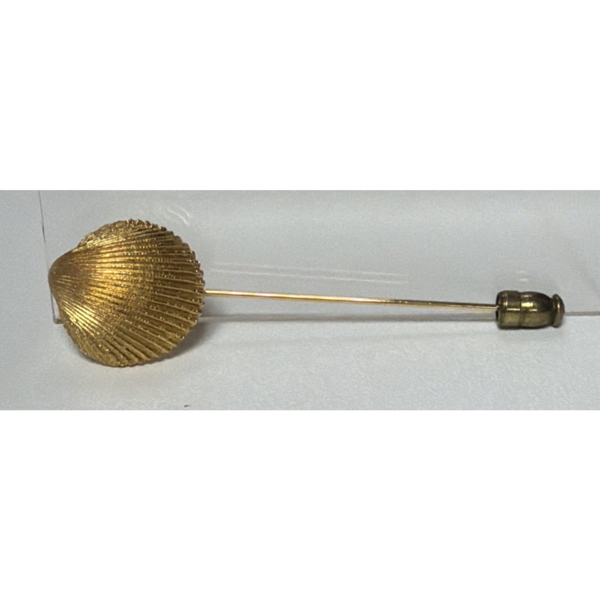 Vintage Trifari Shell Stick Pin Hatpin Clamshell Gold Tone