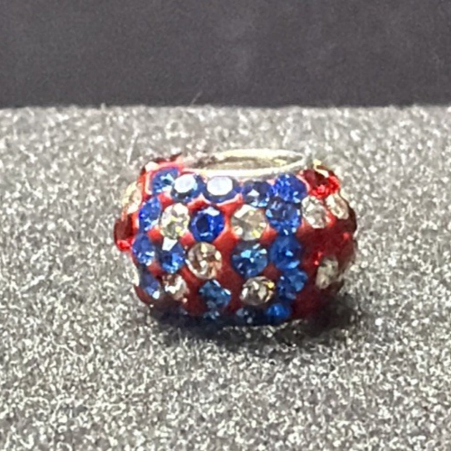 Vintage 925 Pave Crystal American Flag Bead Charm As Is