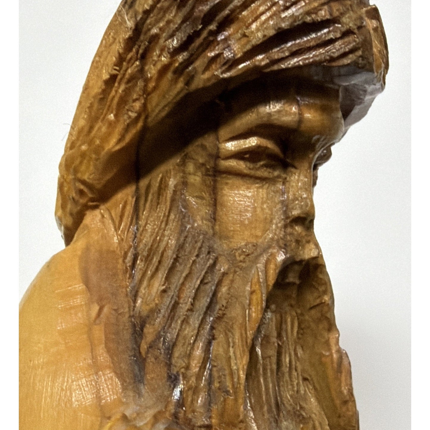 Vintage Hand Carved Olive Wood Moses Sculpture Ten Commandments As Is