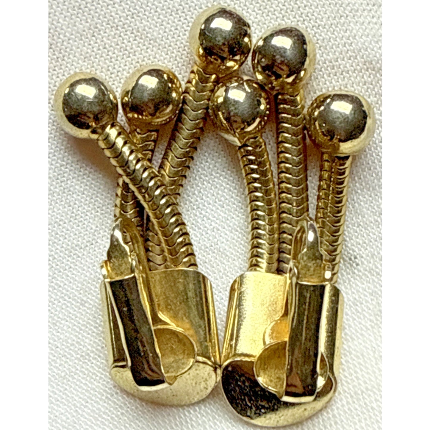 MCM Gold Tone Tassel Snake Clip On Earrings Bead Ball
