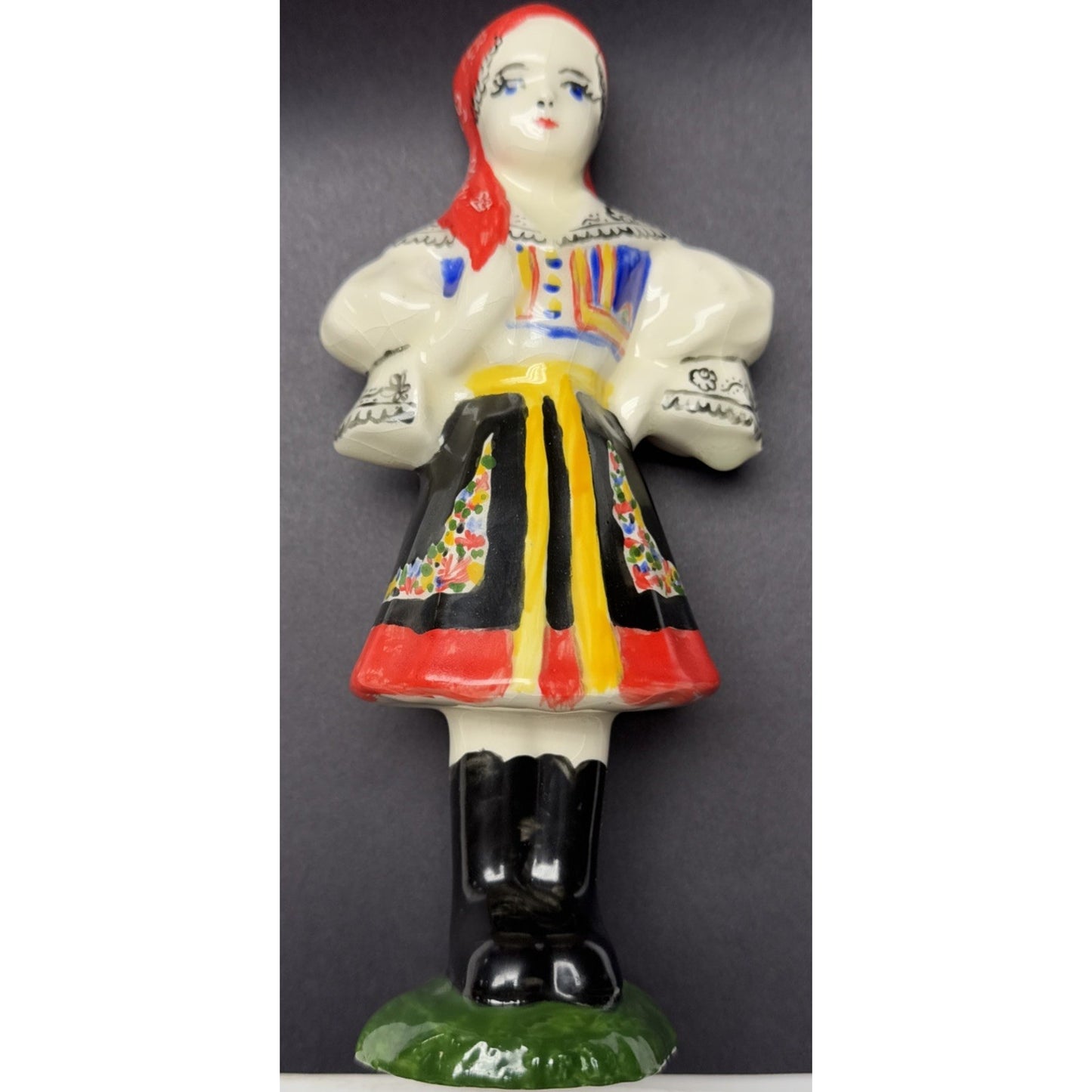 Vintage Czech Bohemia Polish Girl Porcelain Figurine Traditional Dress As Is