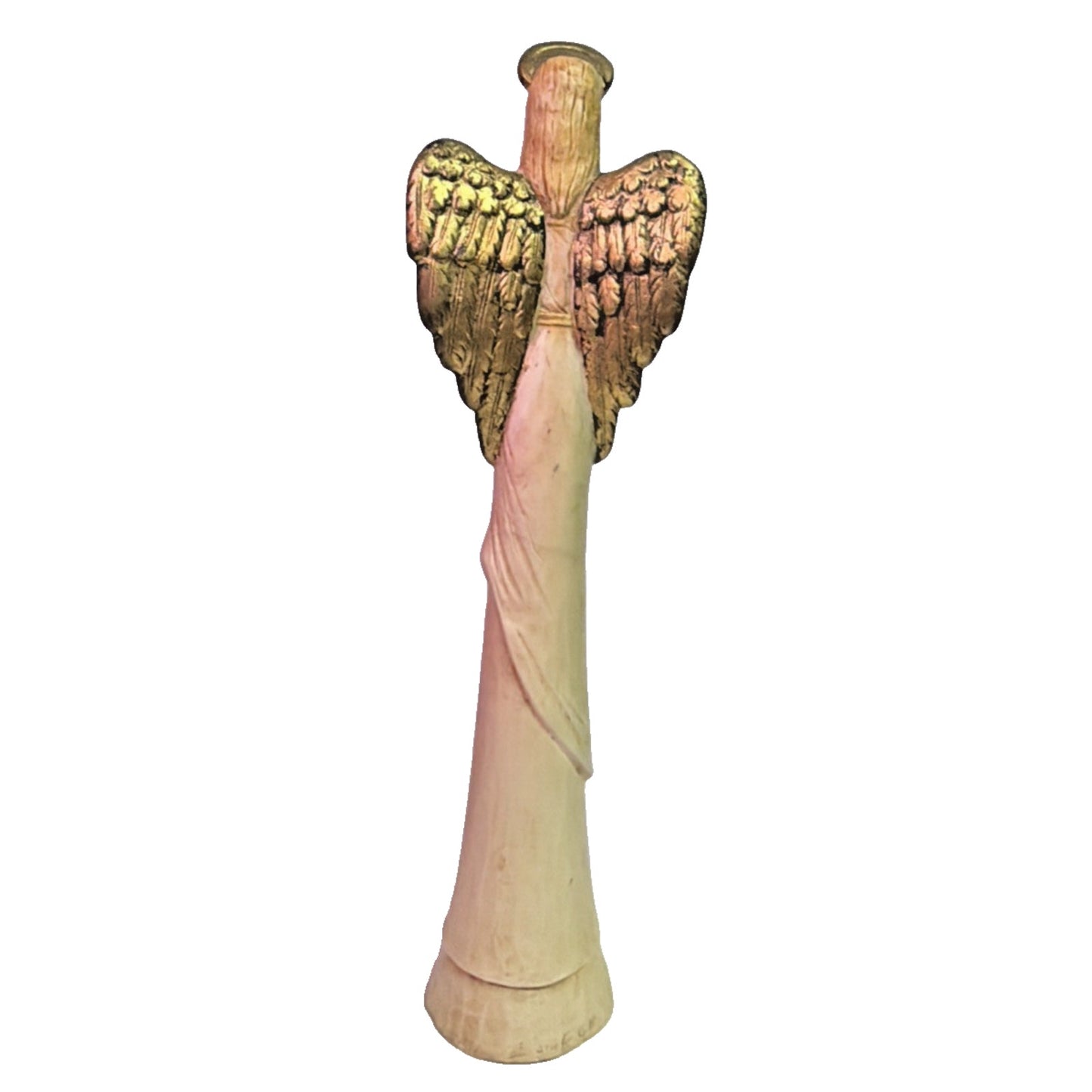 Vintage Scioto Ceramic Hand Painted Pencil Statue Angel Holding Wreath As Is