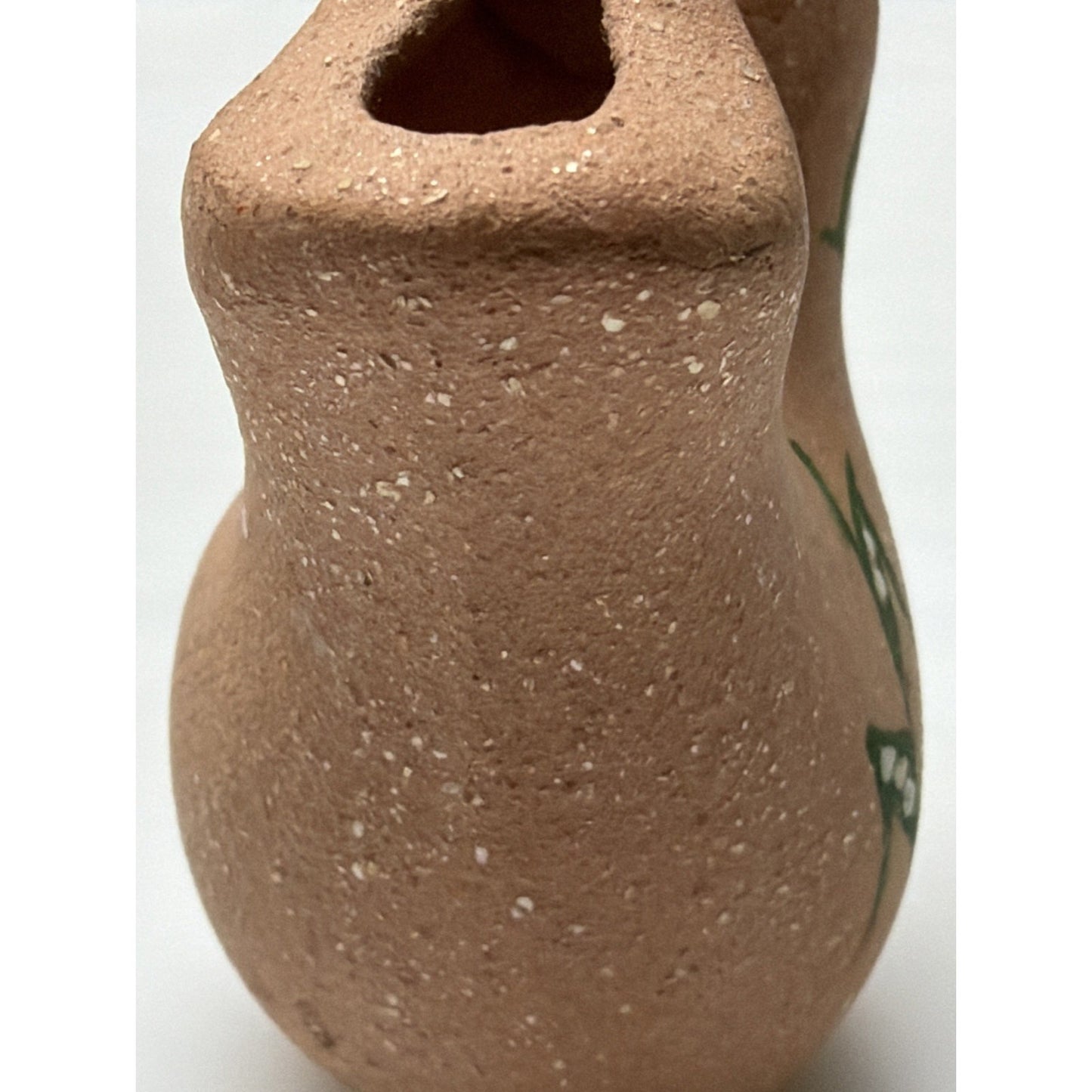 Vintage Micaceous Clay Pottery Mini Wedding Vase Hand Painted