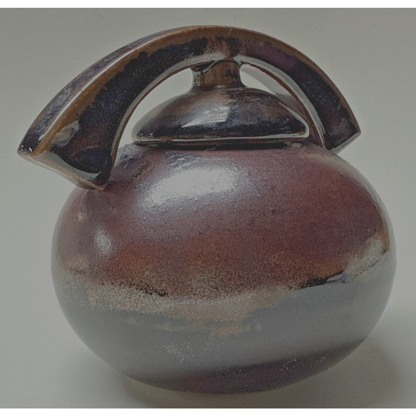 Modern J Wells Studio Art Pottery Stoneware Urn Handle Sugar Jar Covered As-Is