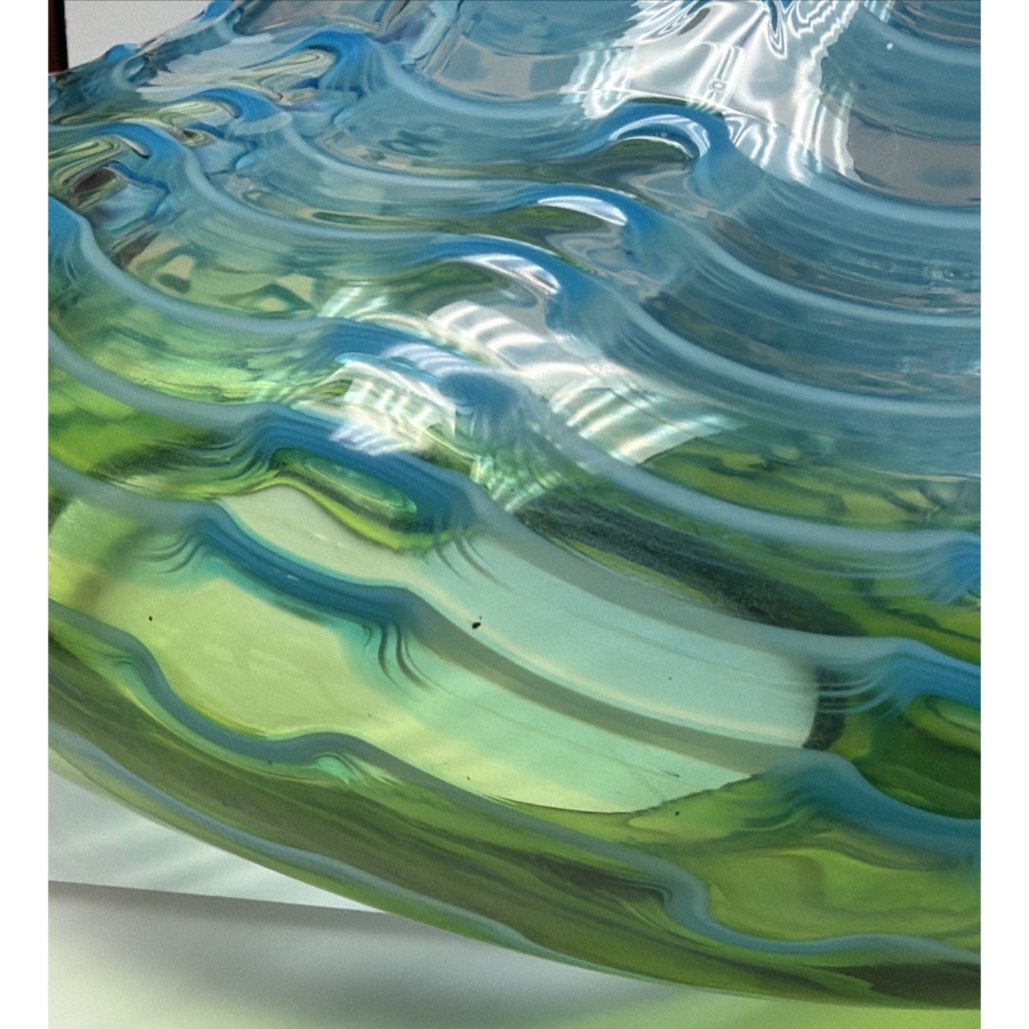 Dale Tiffany Waterfront Hand Blown Art Glass Green Blue Favrille Vase Bowl