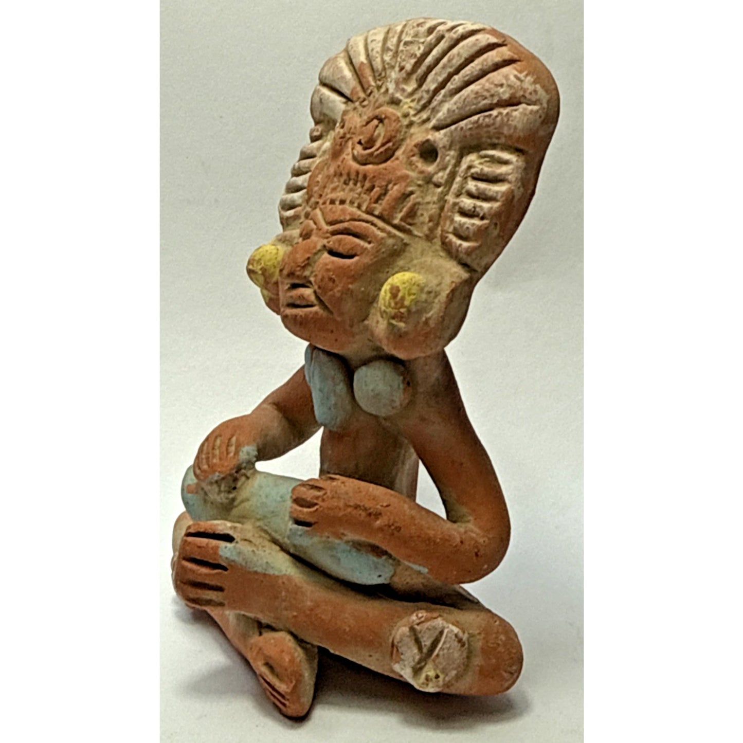 Vintage Native Pottery Aztec Maya Clay Figurine Warrior Inca Painted