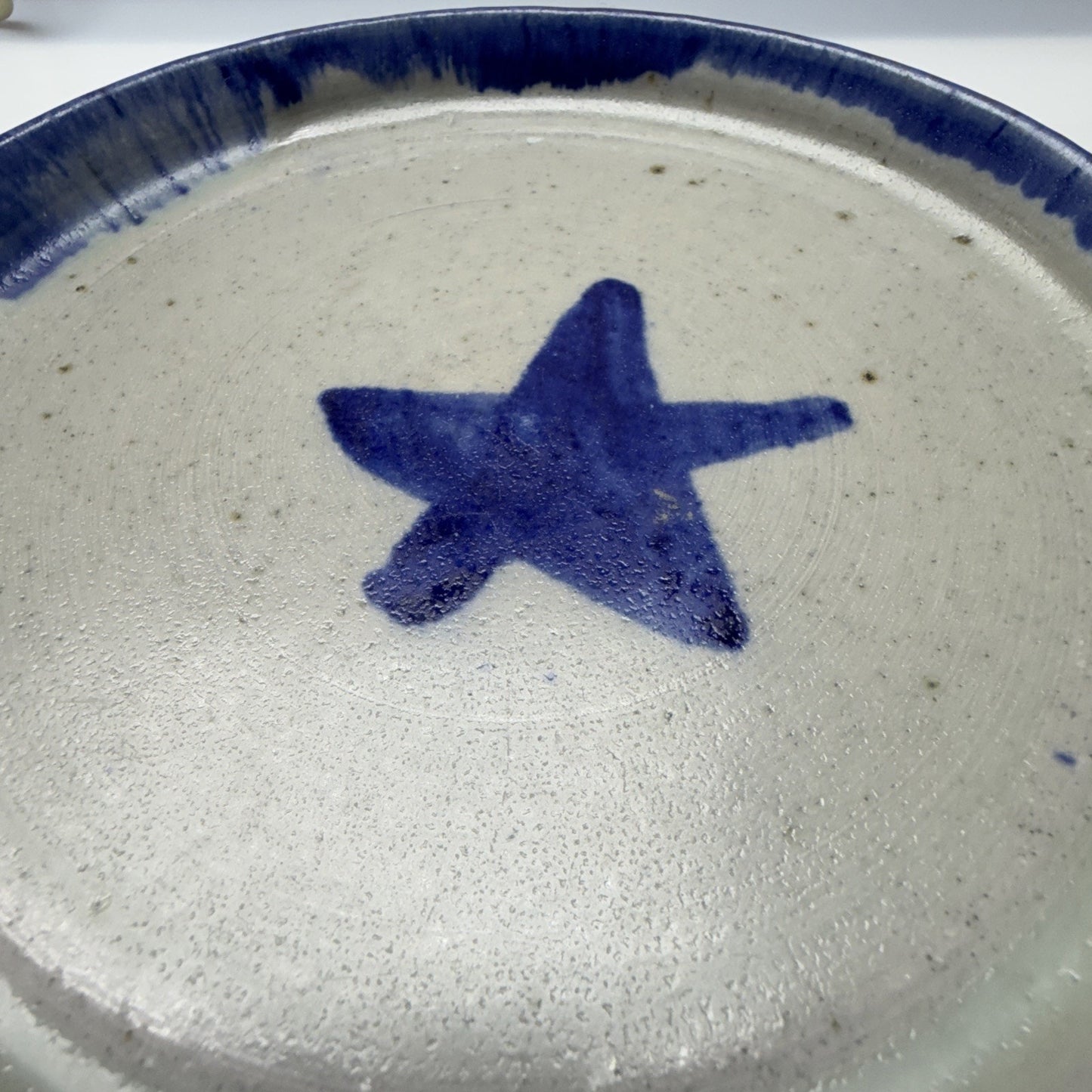 Vintage Lot of 2 HMN Art Pottery Star Platter Plate Bowls Stoneware Blue