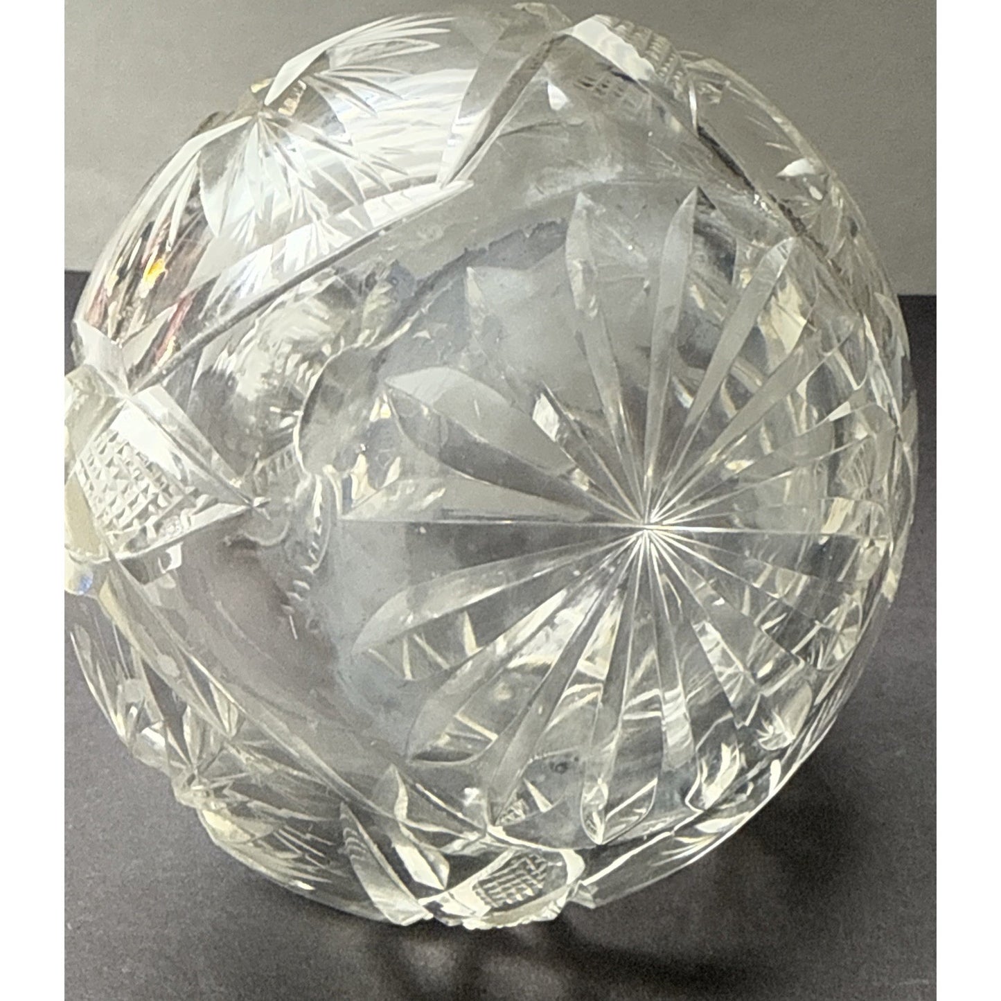 American Brilliant Cut Glass Cruet Oil Stopper Star Snowflake As Is