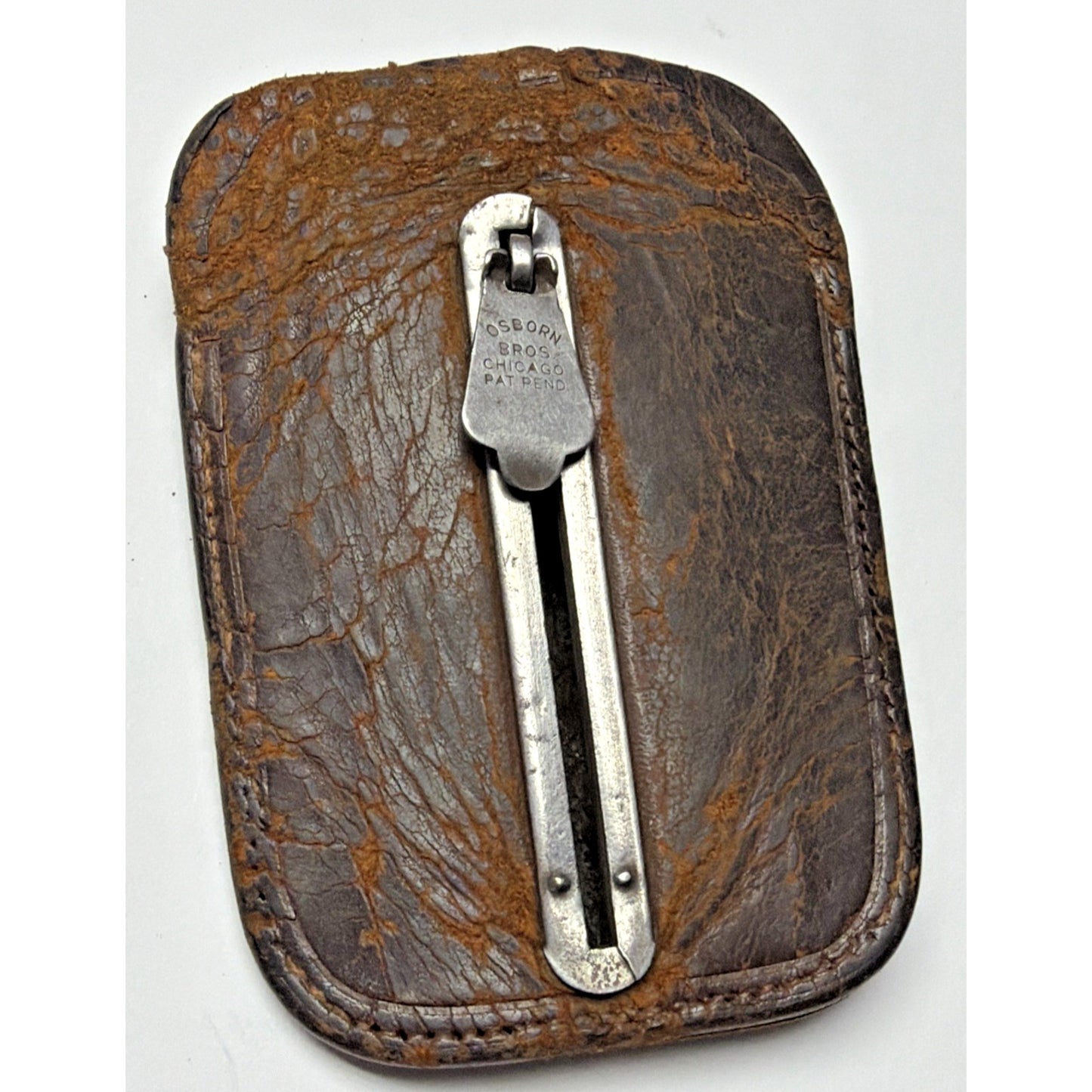 Old Osborn Bros Pat Pend Leather Sliding Key Pouch Steel Hooks As Is Read