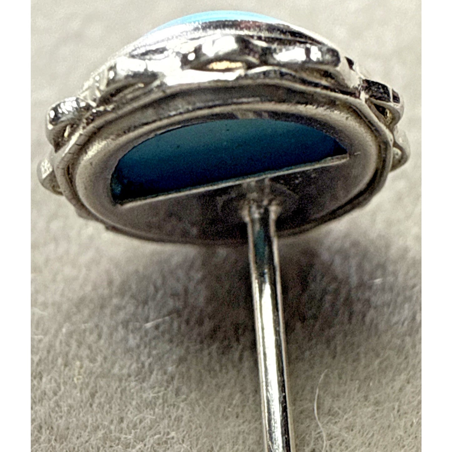 Vintage ZZ 14k White Gold Blue Turquoise Stud Earrings