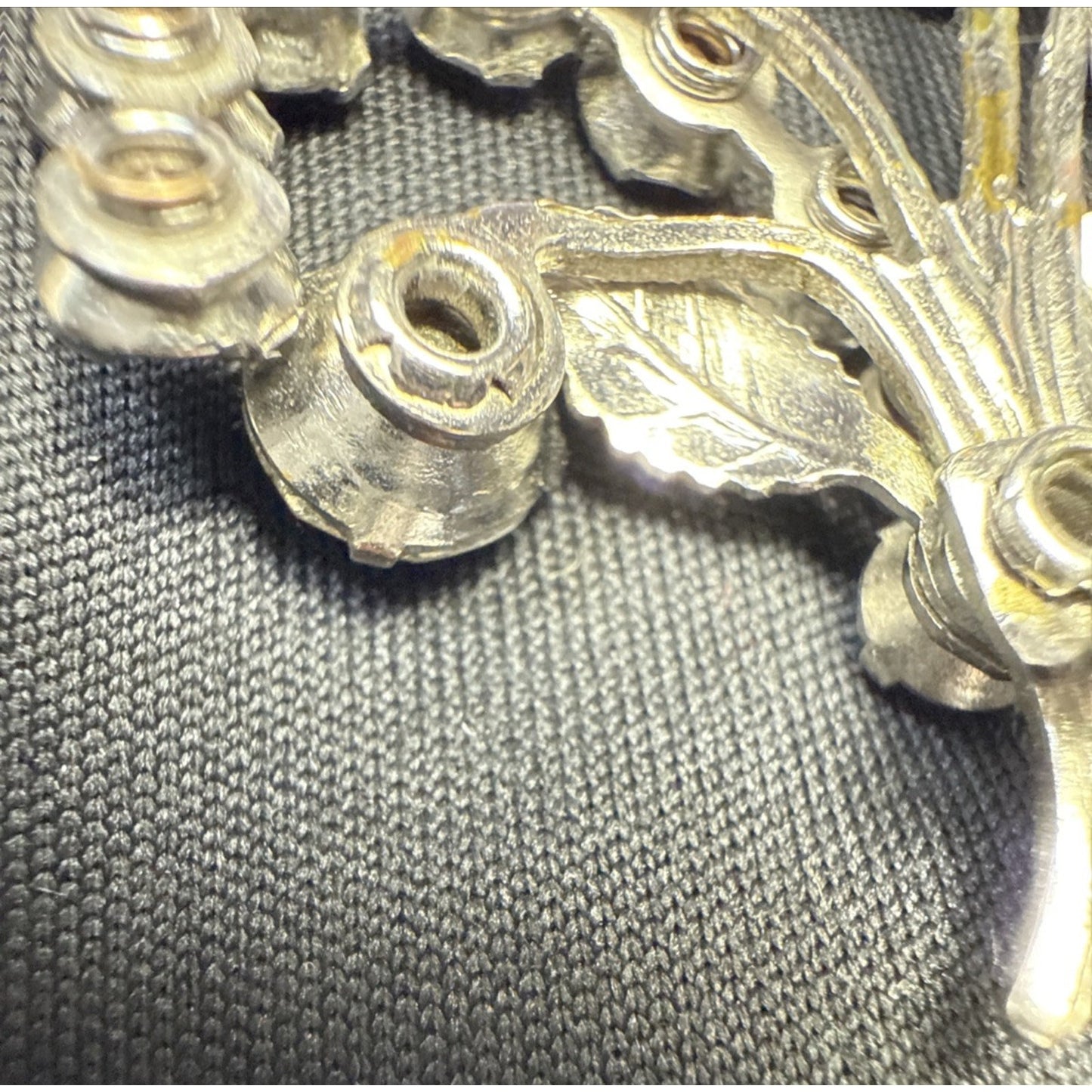 Art Deco Flower Bouquet Floral Spray Faceted Rhinestone Pendant Brooch