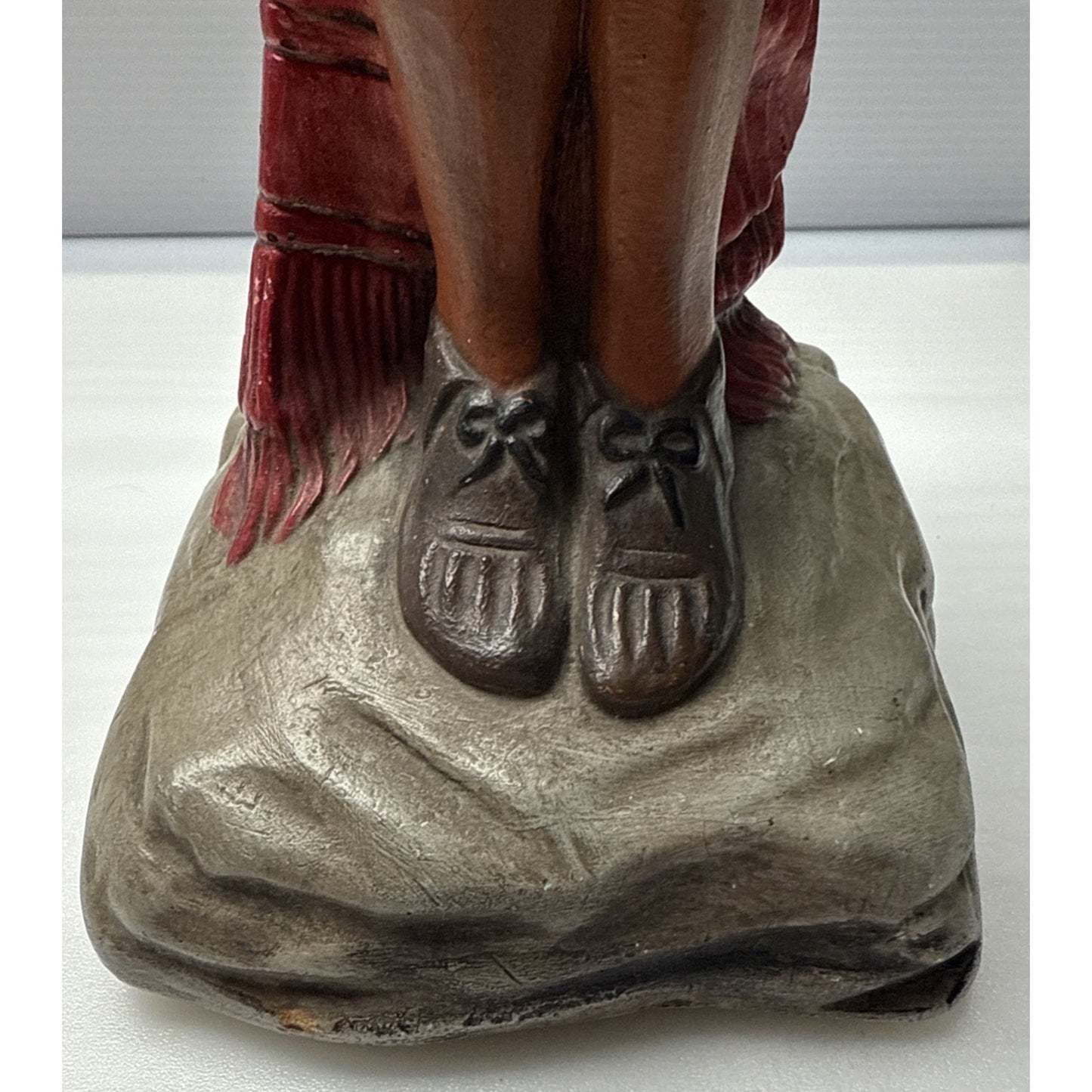 Vintage Native American Indian Chief Chalkware Cigar Store Statue Hand Painted