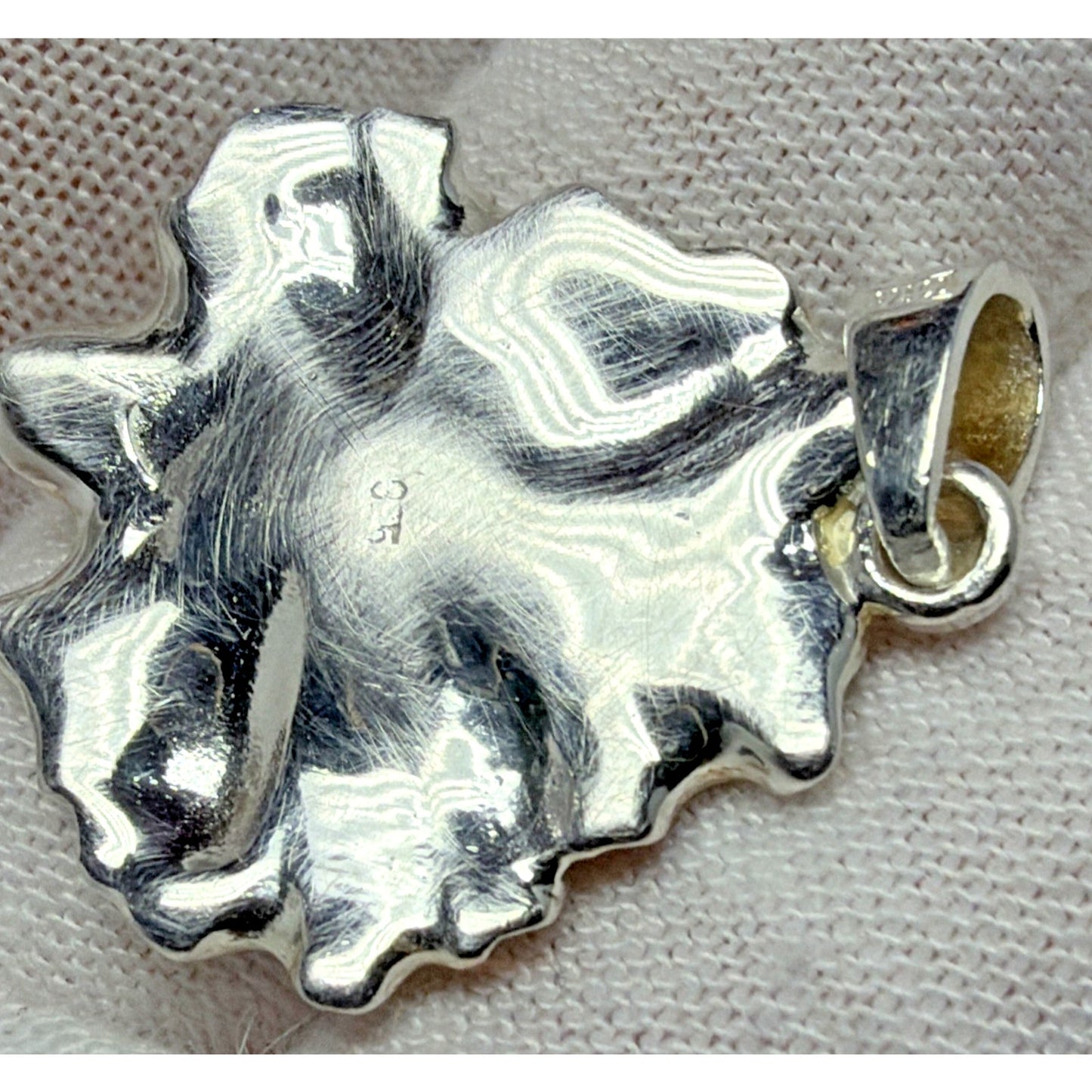 Vintage Sterling Silver Organic Hibiscus Flower Blossom Pendant Charm