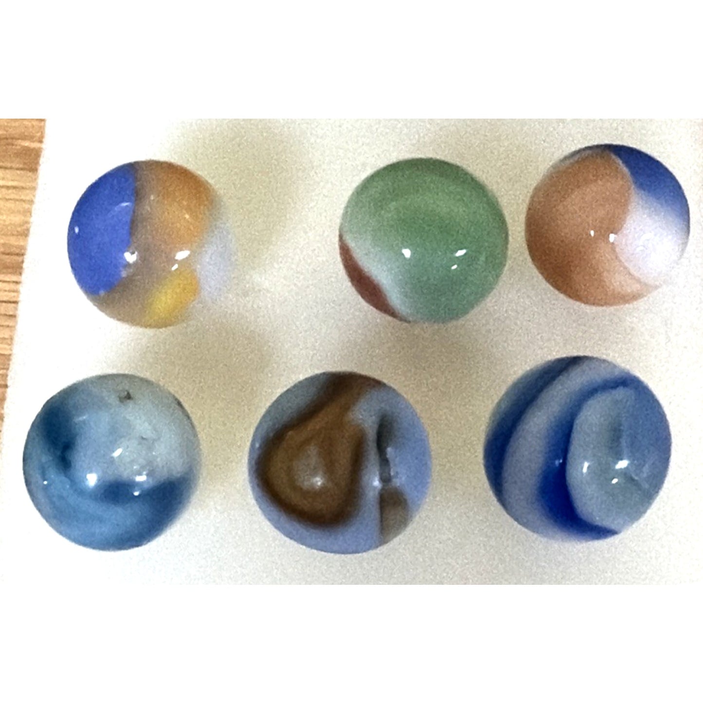 Old Lot of 6 Agate Christensen Peltier Vitro Art Glass Swirl Marbles As Is