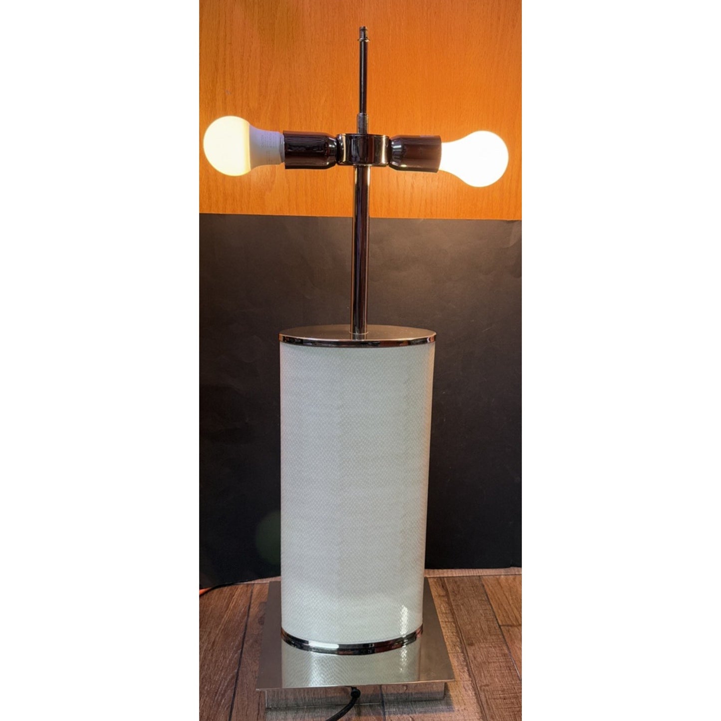 MCM Leather Snakeskin Lamp Push Button Double Light Push Button Plug In As Is