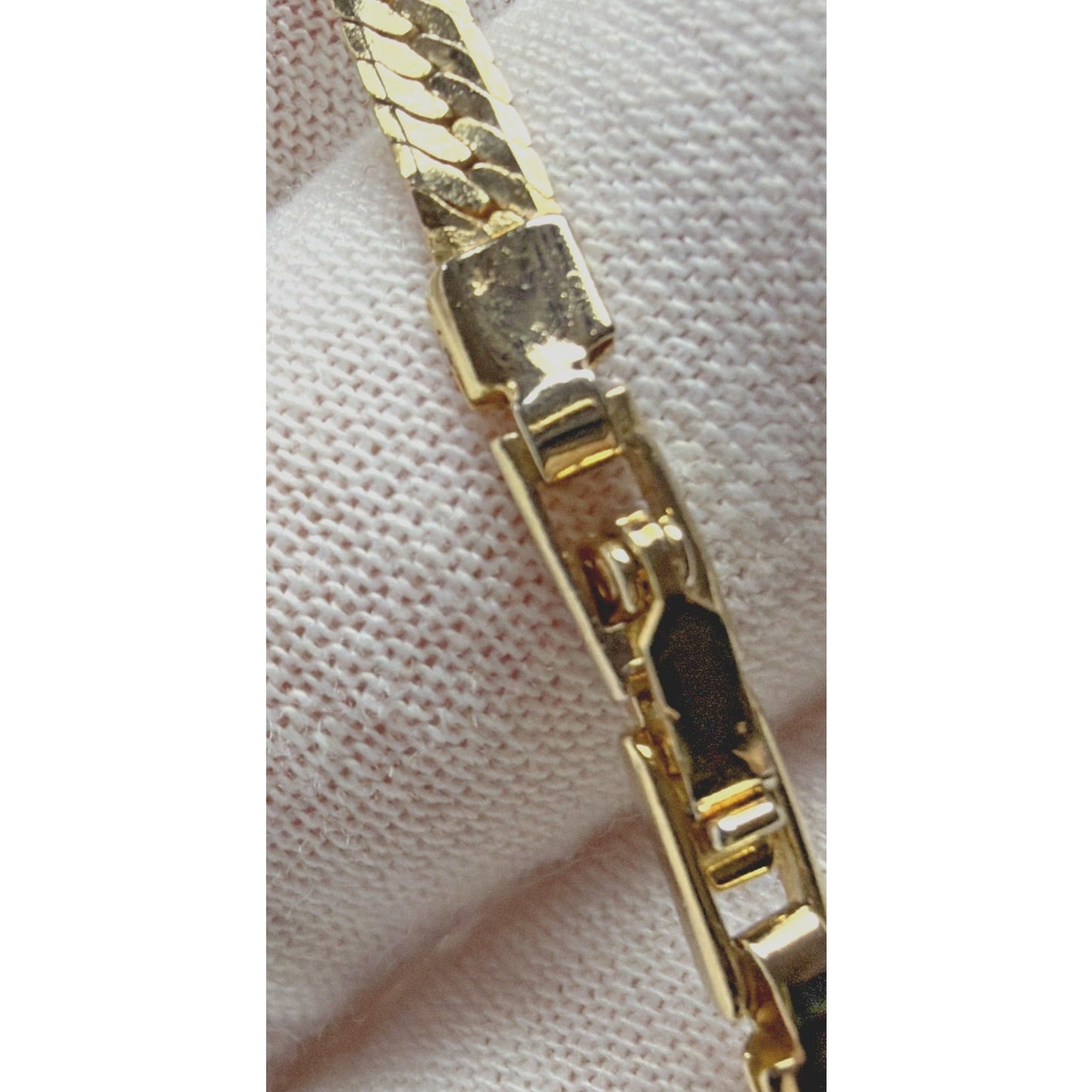 Vintage Gold Plate Herringbone Chain Bracelet Butterfly Clasp As Is