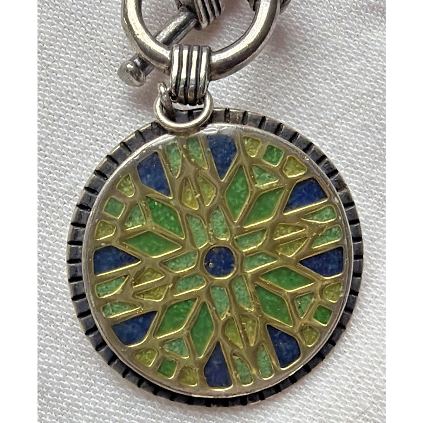 Carolyn Pollack Sterling Cross Pendant Inspirational Toggle Necklace Beaded