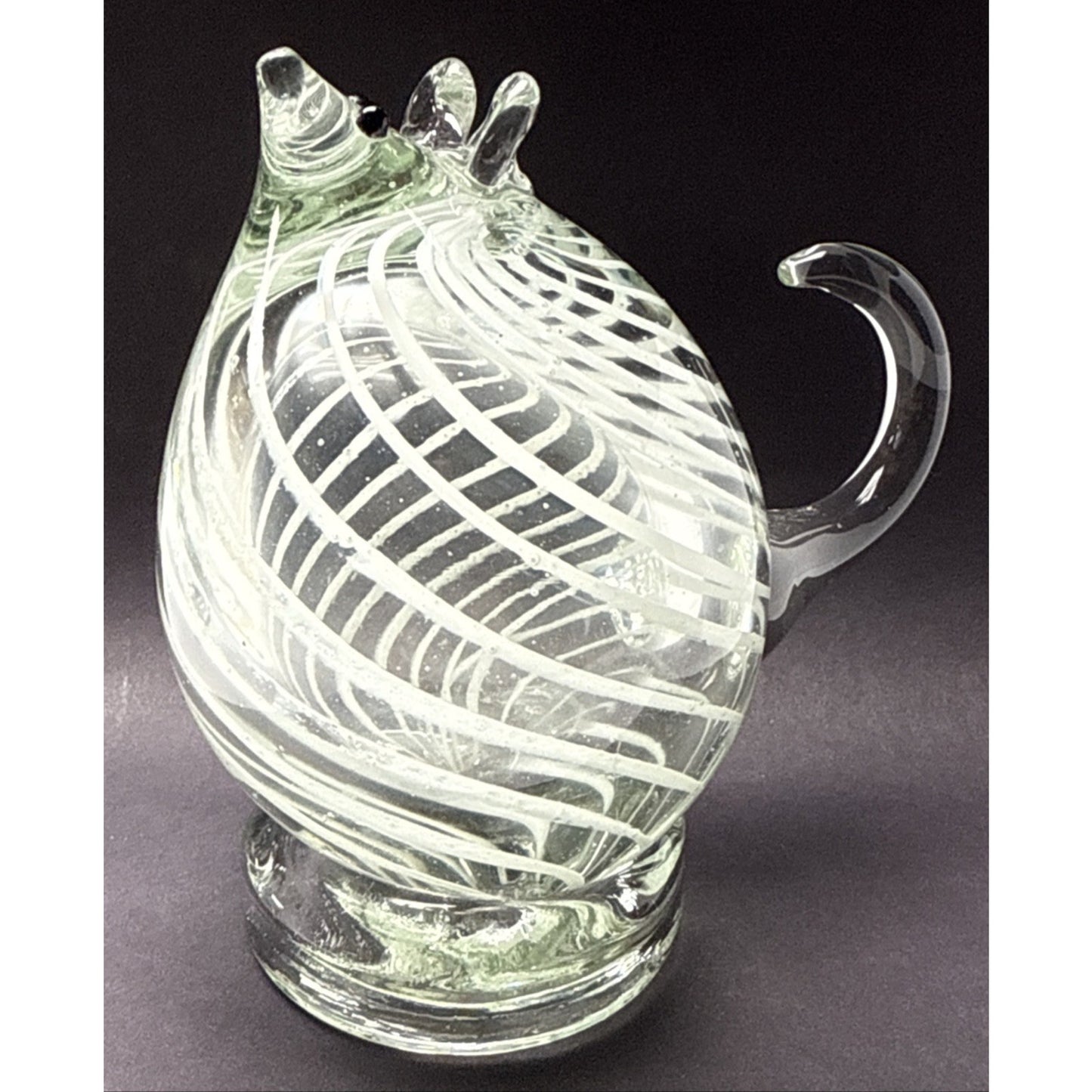 Vintage Blown Glass Mouse White Spiral Curved Tail Figurine Paperweight As Is