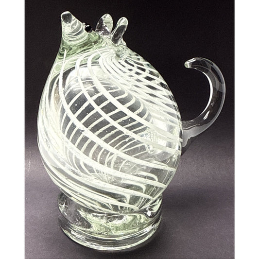 Vintage Blown Glass Mouse White Spiral Curved Tail Figurine Paperweight As Is