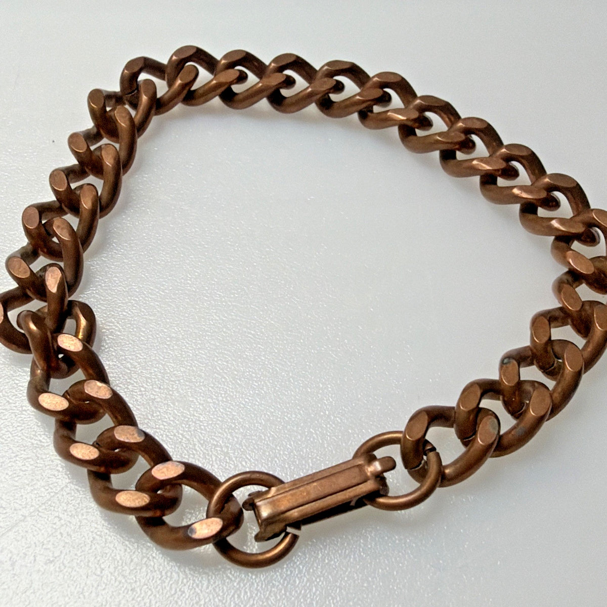 Vintage Copper Flat Cuban Curb Link Chain Bracelet